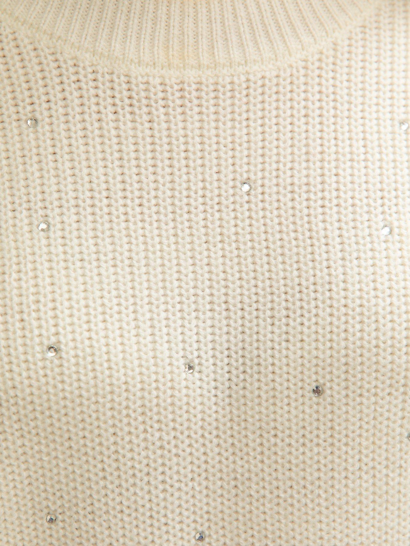  image of new-look-915-girls-diamante-embellished-jumper-off-white