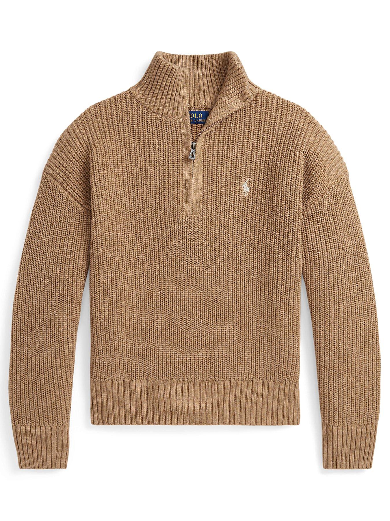 undefined Girls Half Zip Sweater - Camel