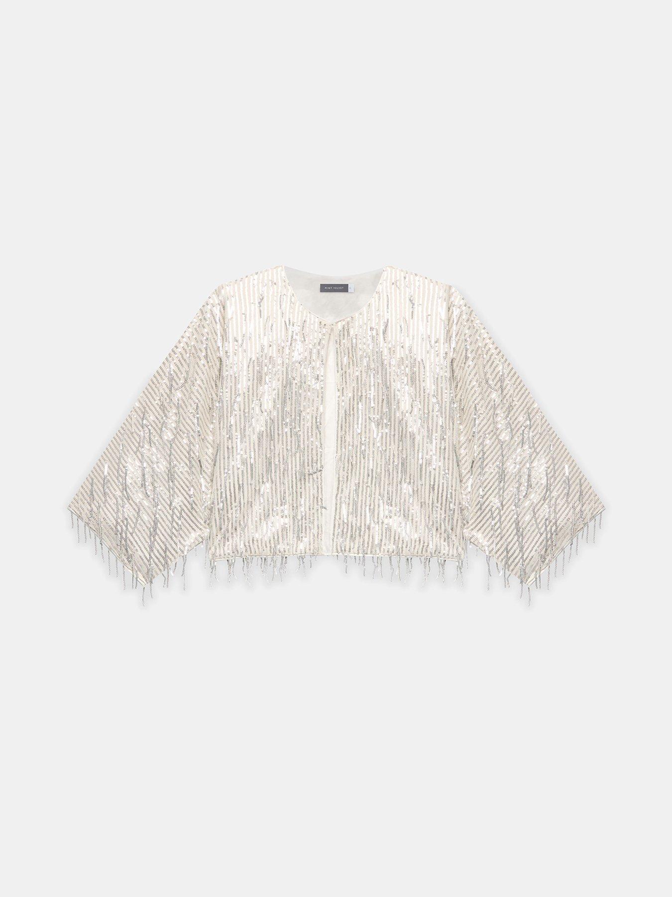 Image 5 of 6 of Mint Velvet Champagne Sequin Shrug - Silver