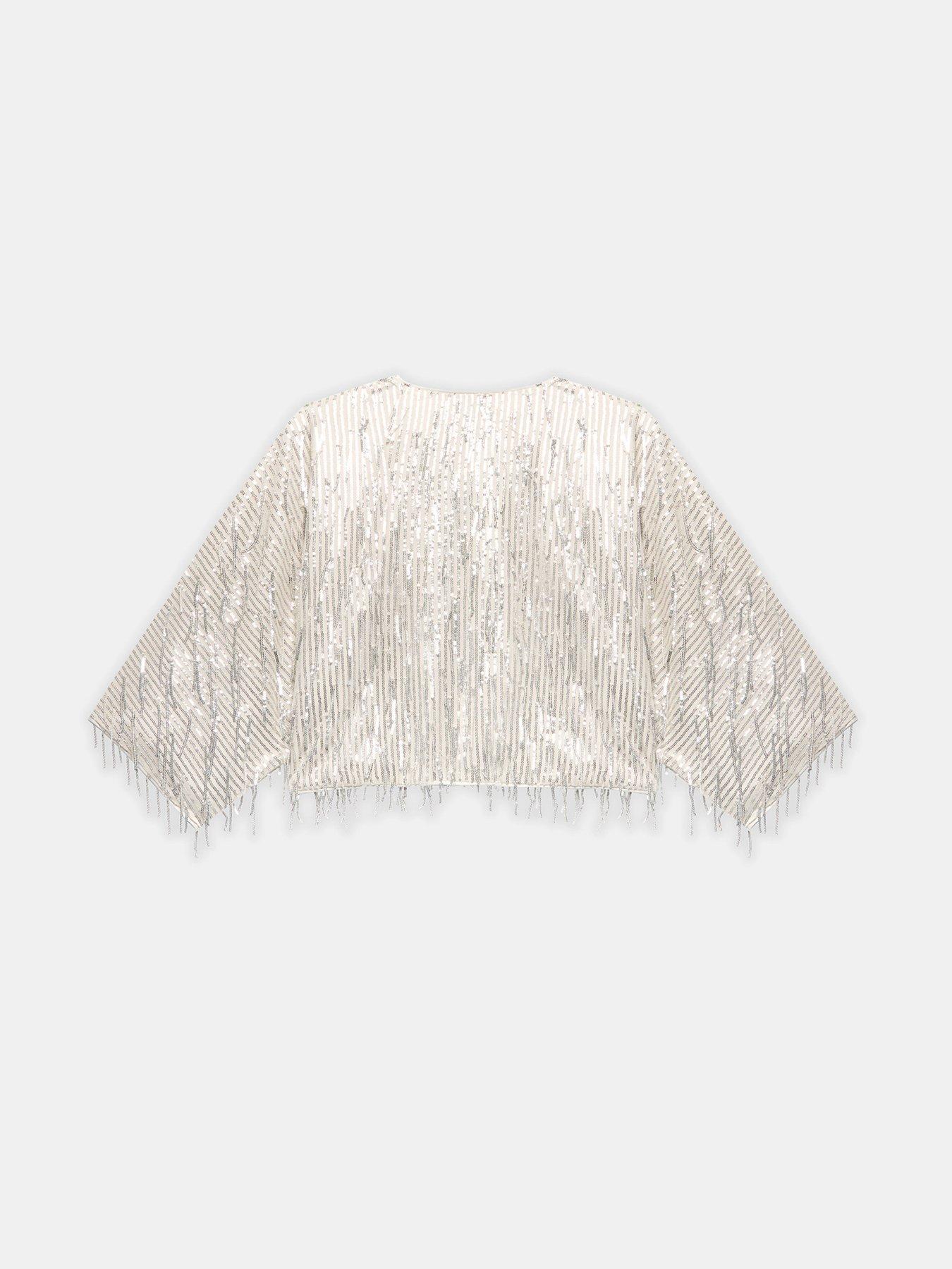 Image 6 of 6 of Mint Velvet Champagne Sequin Shrug - Silver