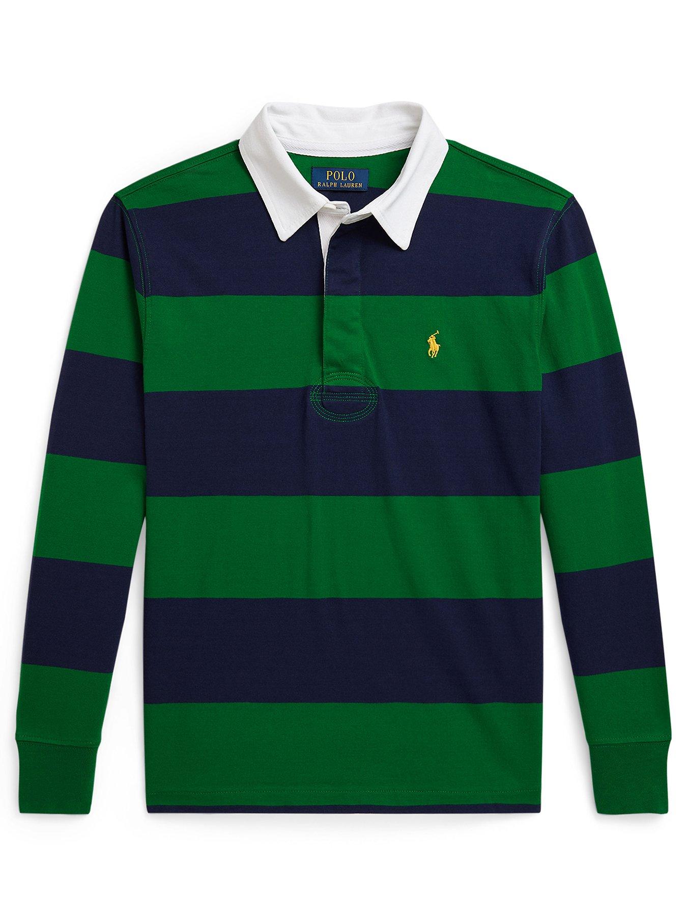 undefined Boys Long Sleeve Stripe Shirt - Green/Navy