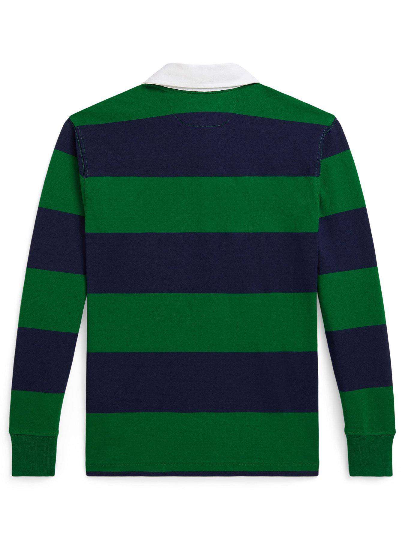 Image 2 of 2 of Polo Ralph Lauren Boys Long Sleeve Stripe Shirt - Green/Navy