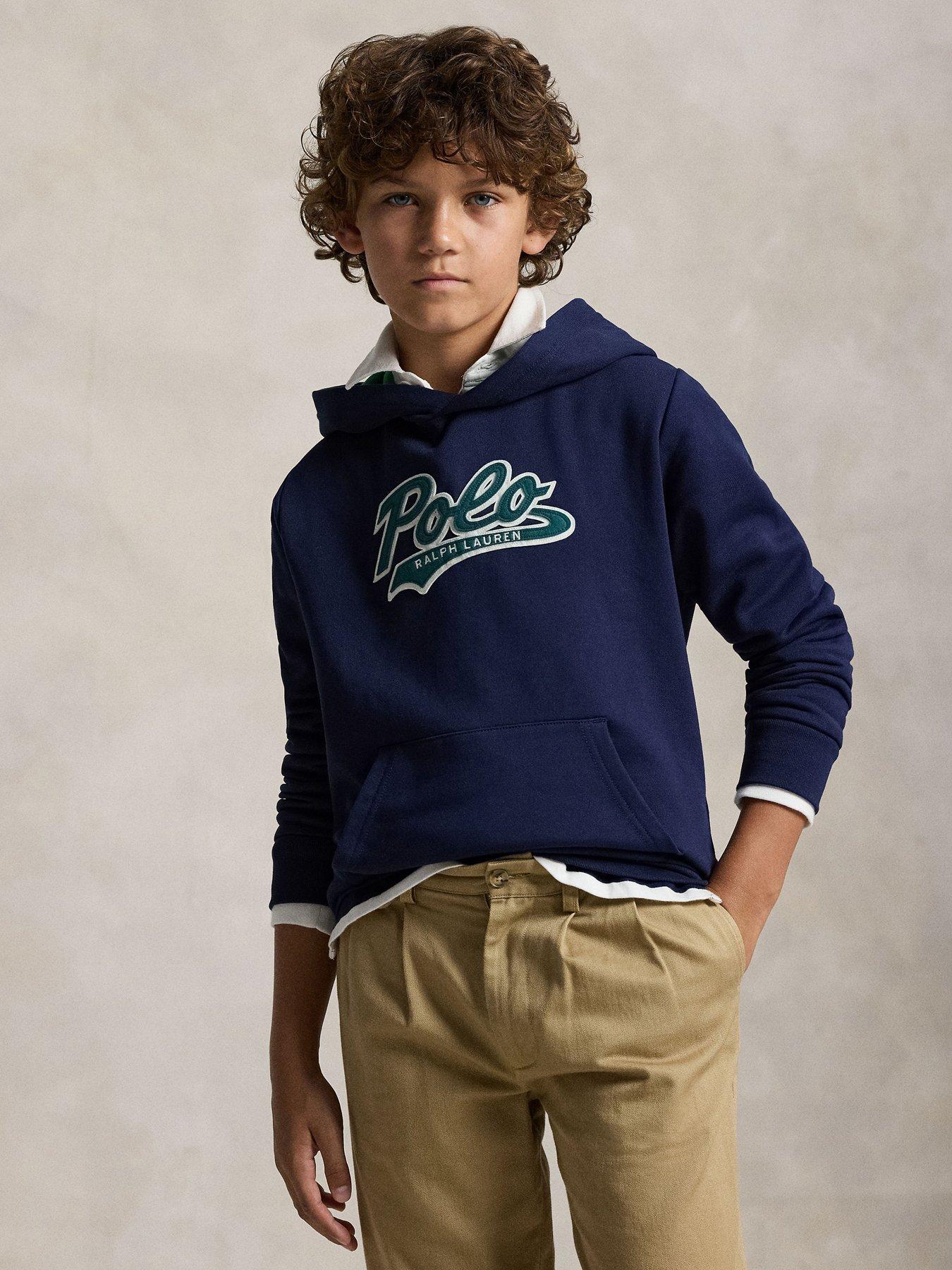 undefined Boys Script Logo Hoodie - Navy