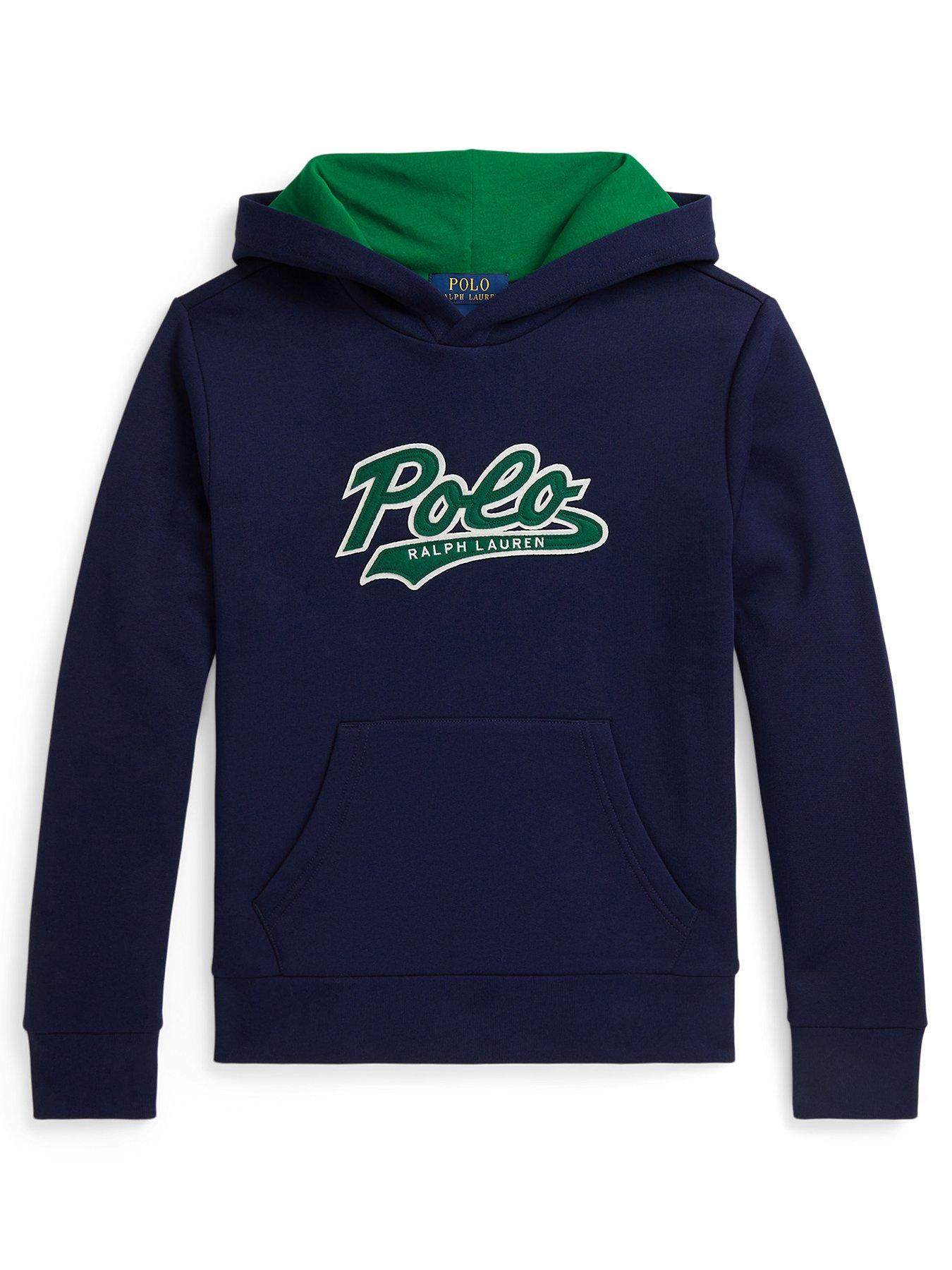 Image 2 of 5 of Polo Ralph Lauren Boys Script Logo Hoodie - Navy