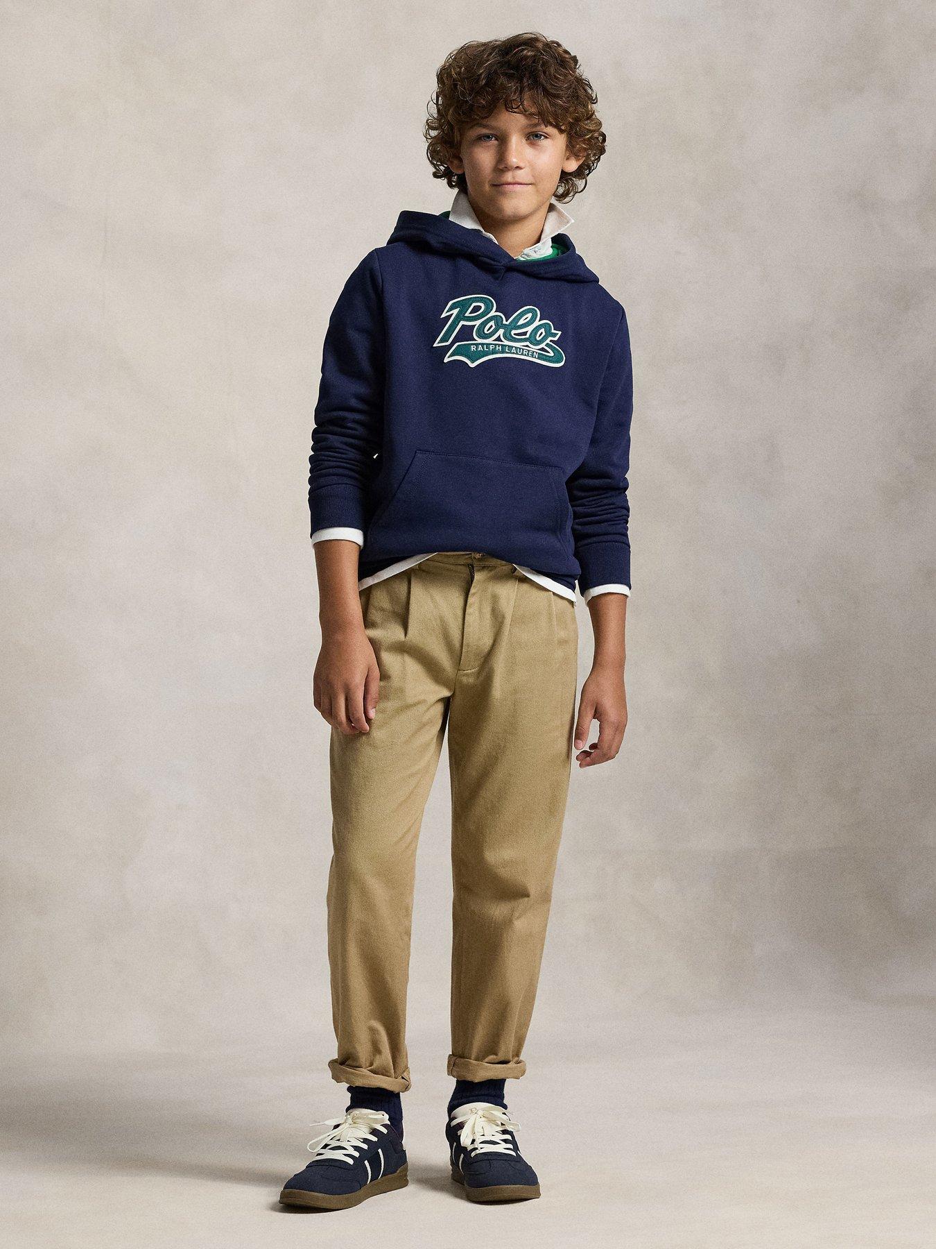 Image 5 of 5 of Polo Ralph Lauren Boys Script Logo Hoodie - Navy