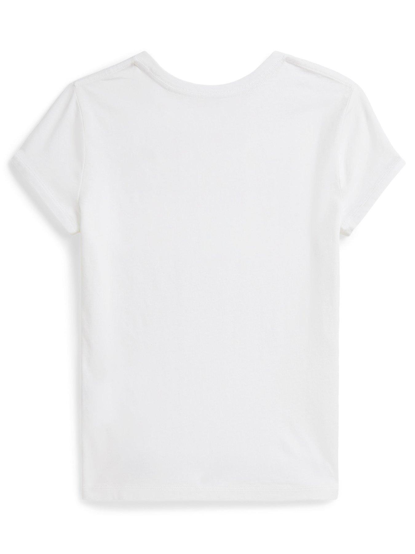 Image 2 of 2 of Polo Ralph Lauren Girls Short Sleeve Logo T-Shirt - White