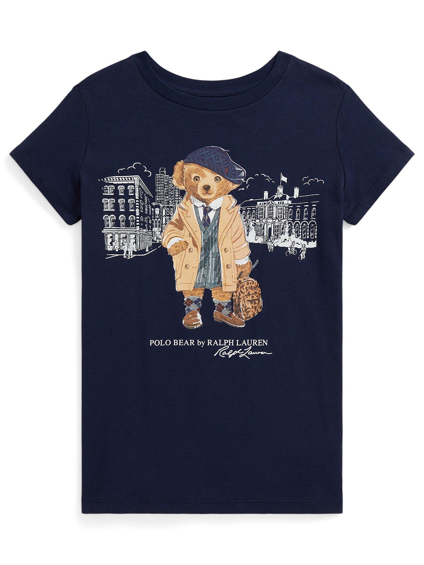 undefined Girls Short Sleeve Bear T-Shirt - Navy