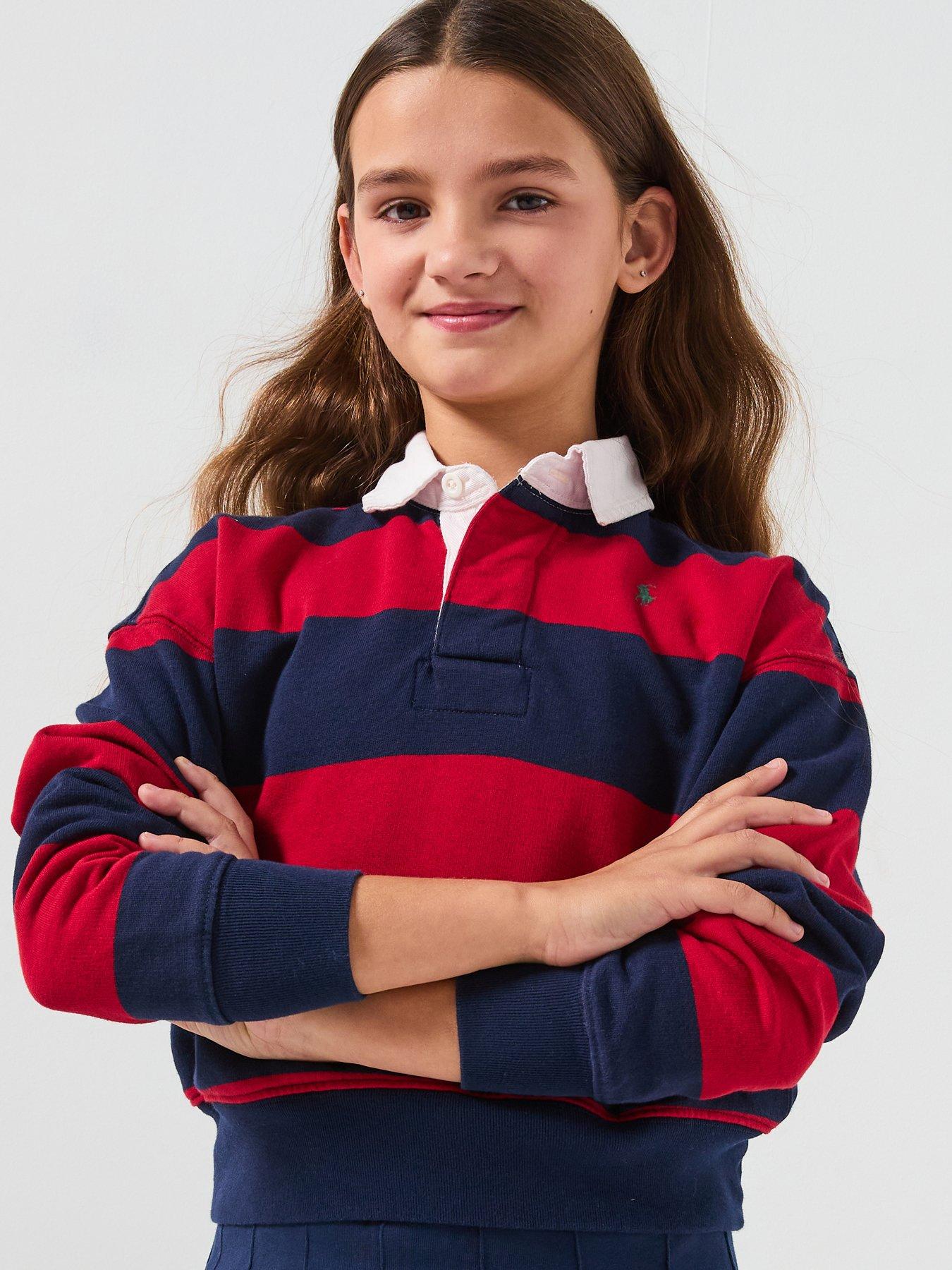 Polo Ralph Lauren Girls Long Sleeve Striped Shirt - Red/Navy