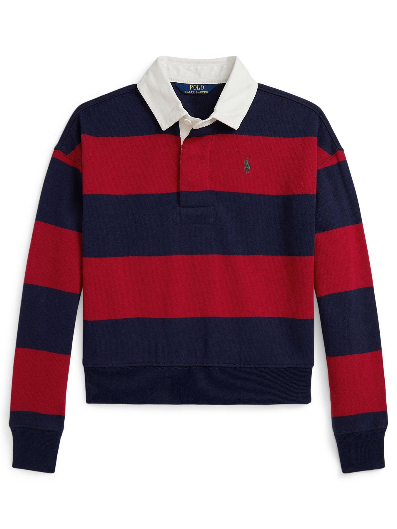 undefined Girls Long Sleeve Striped Shirt - Red/Navy