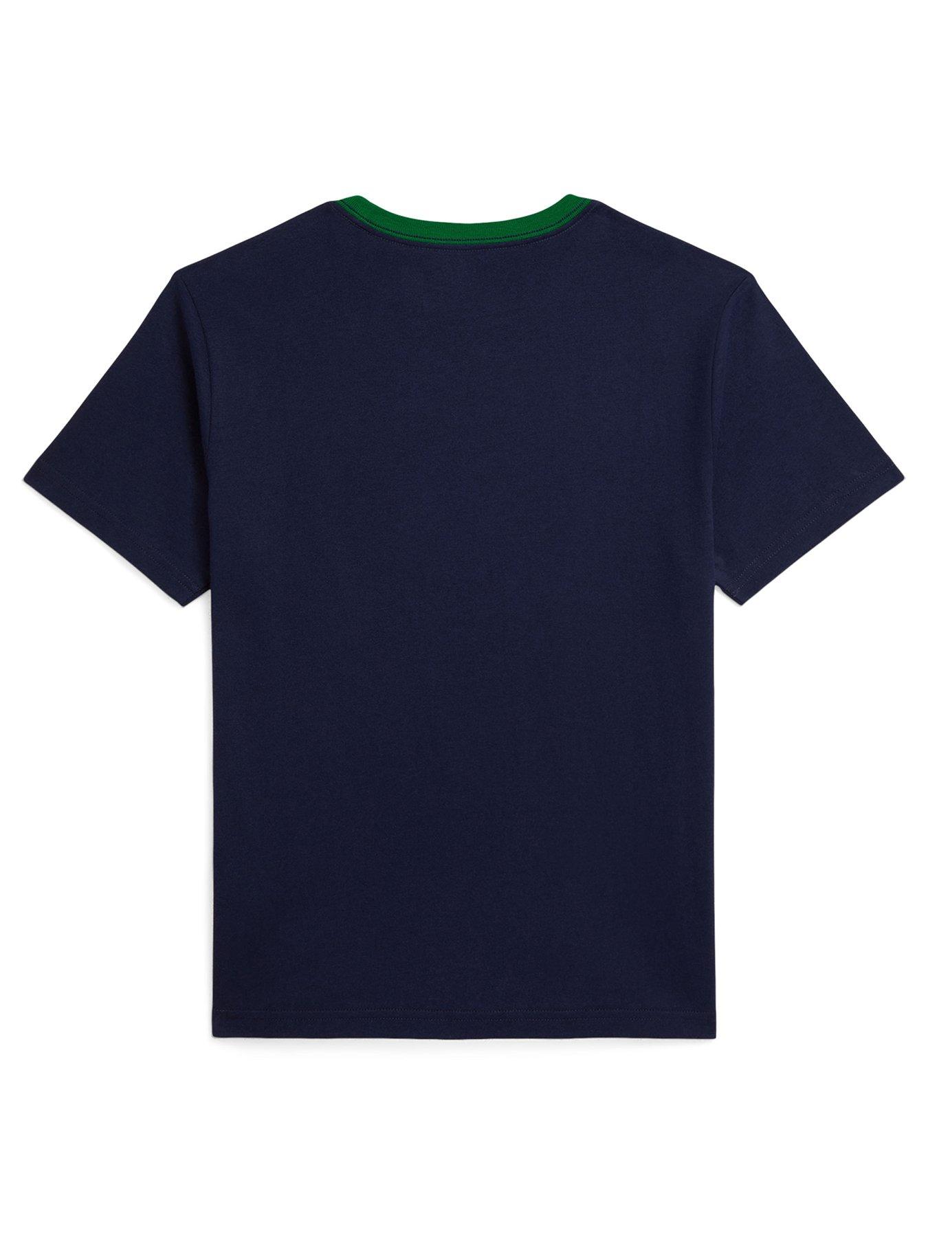 Image 3 of 5 of Polo Ralph Lauren Boys Short Sleeve Script Logo T-Shirt - Navy