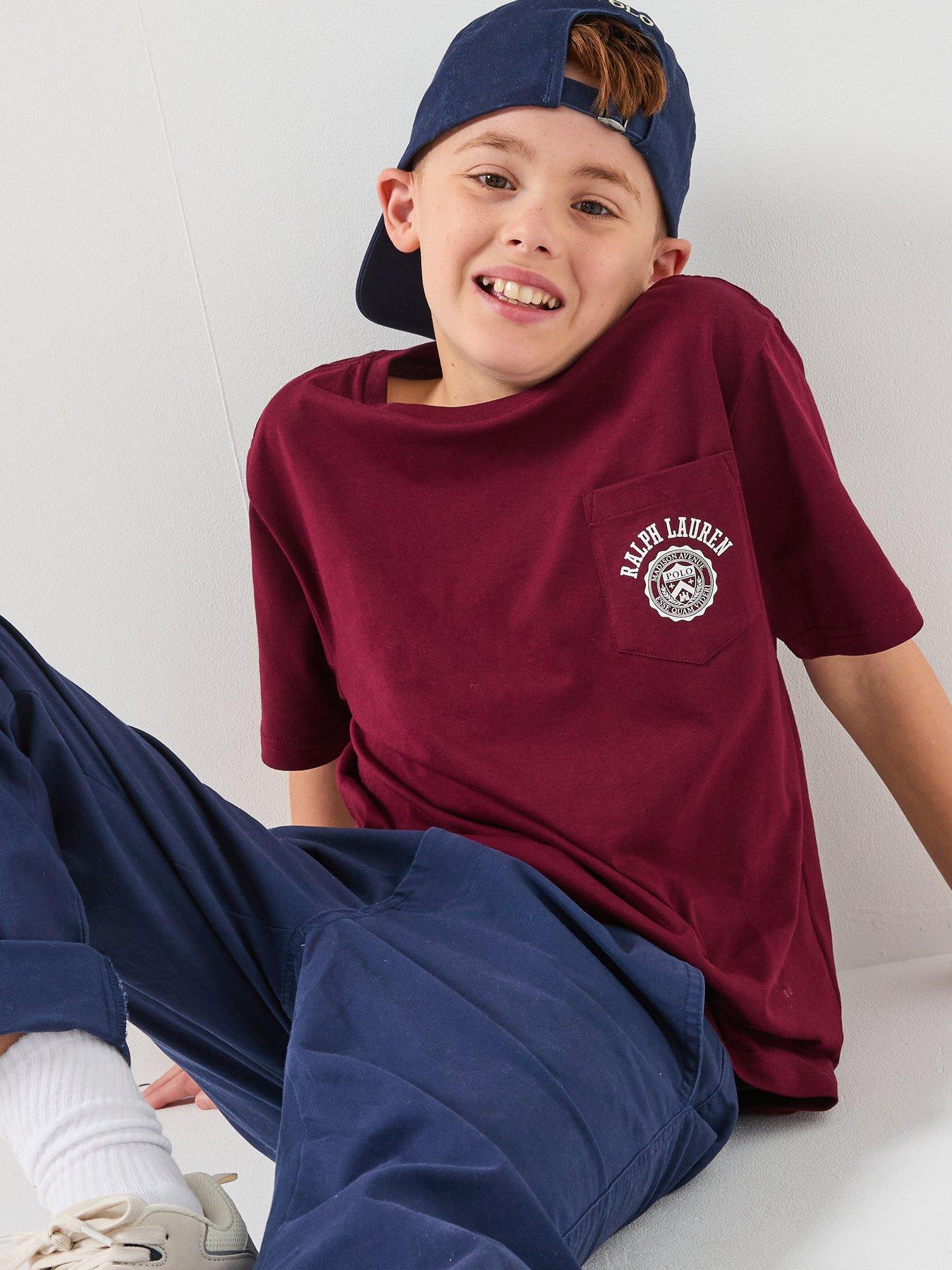 Polo Ralph Lauren Boys Short Sleeve Chest Pocket T-Shirt - Dark Red