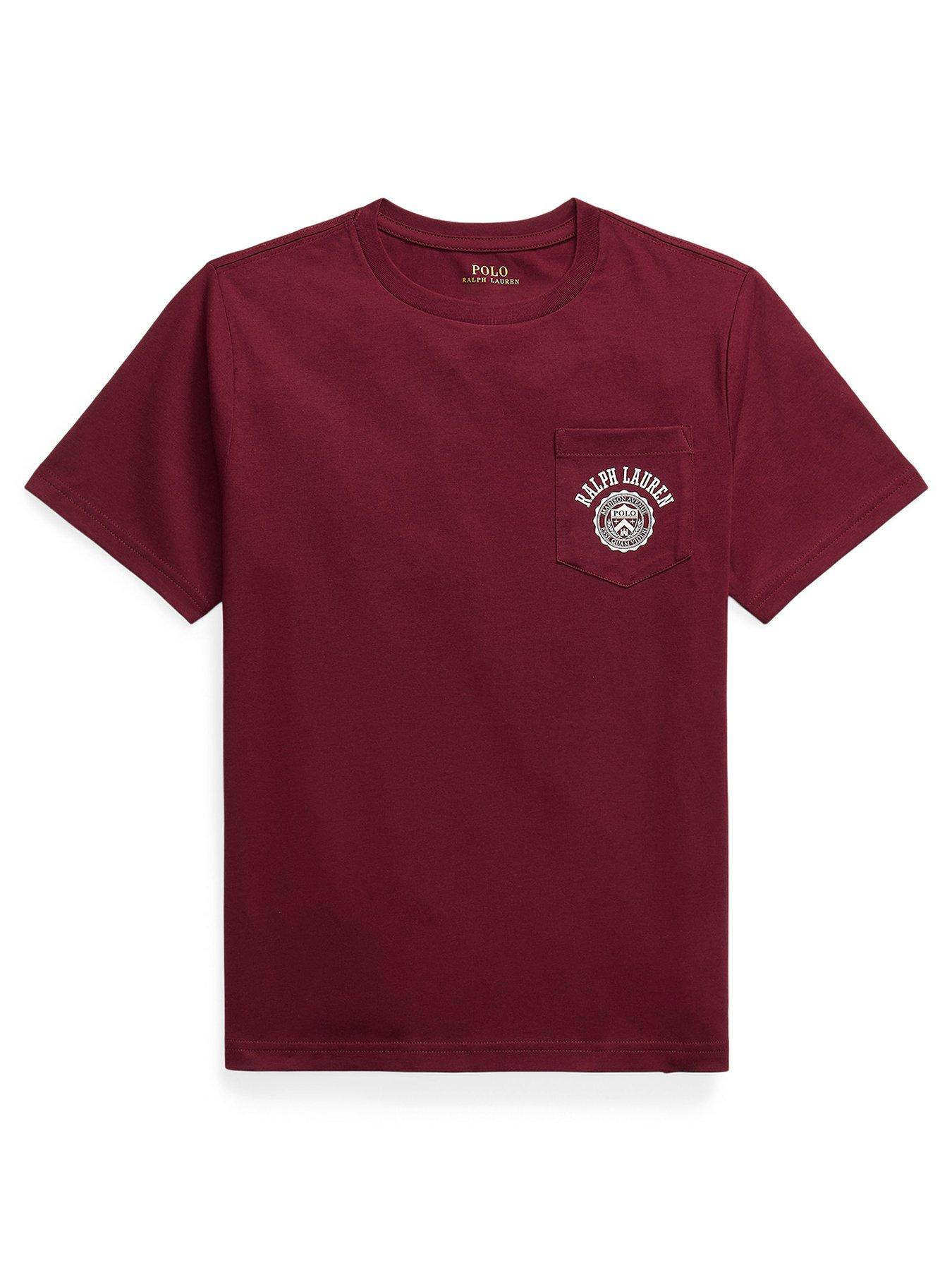 undefined Boys Short Sleeve Chest Pocket T-Shirt - Dark Red