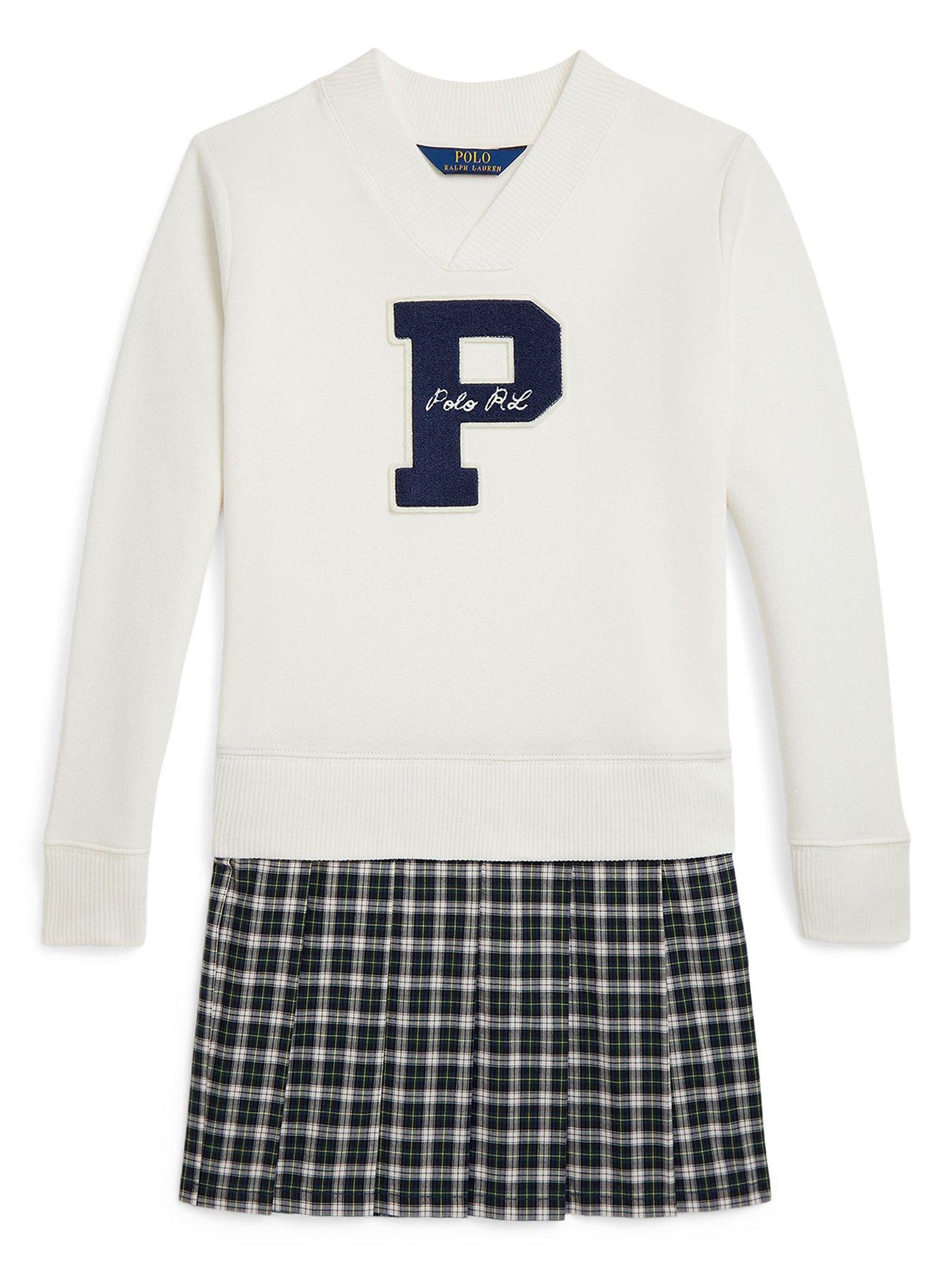 Image 2 of 4 of Polo Ralph Lauren Girls 2 In 1 Sweater Dress - Navy