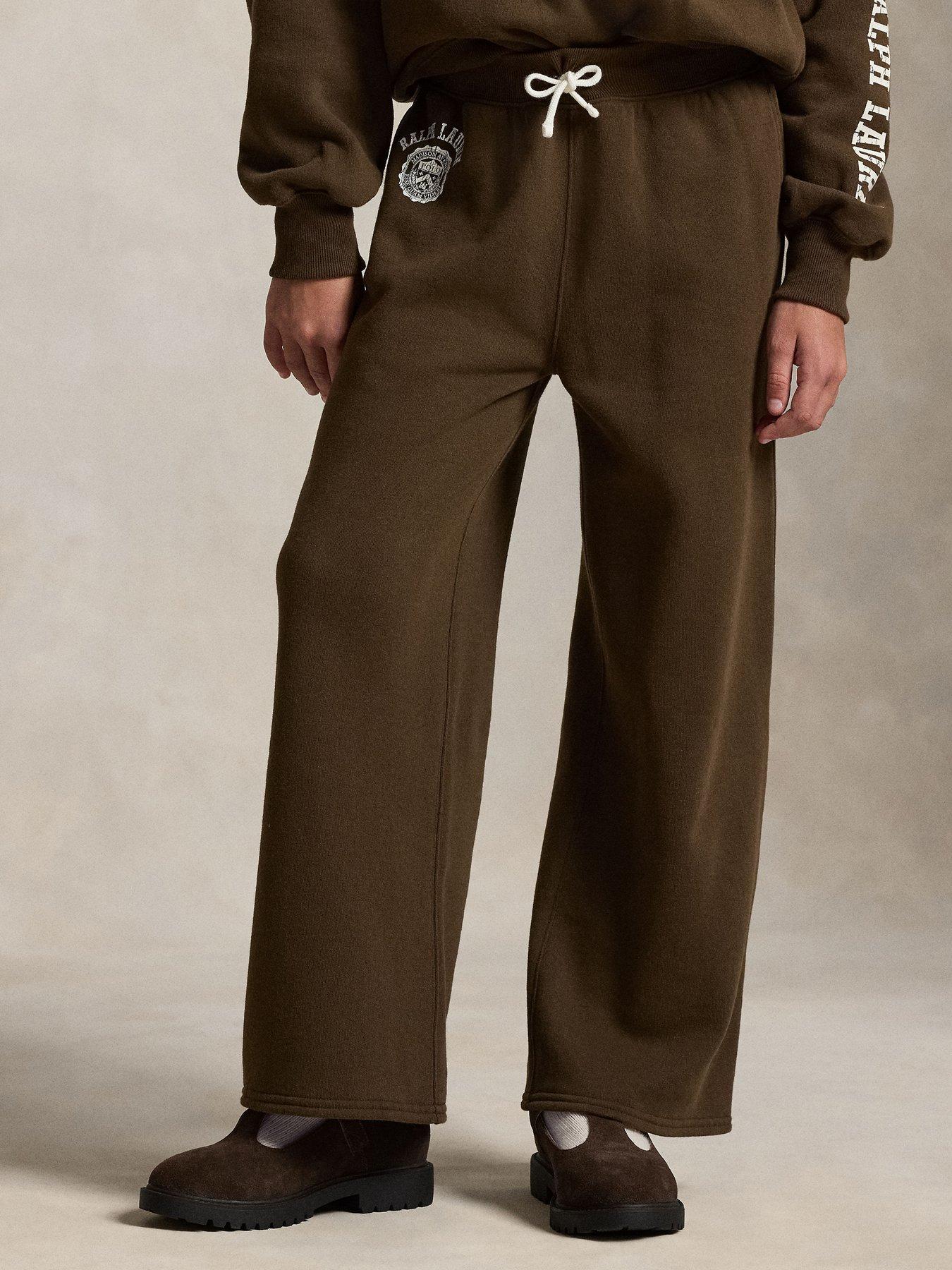  image of polo-ralph-lauren-girls-varsity-sweat-pants-brown