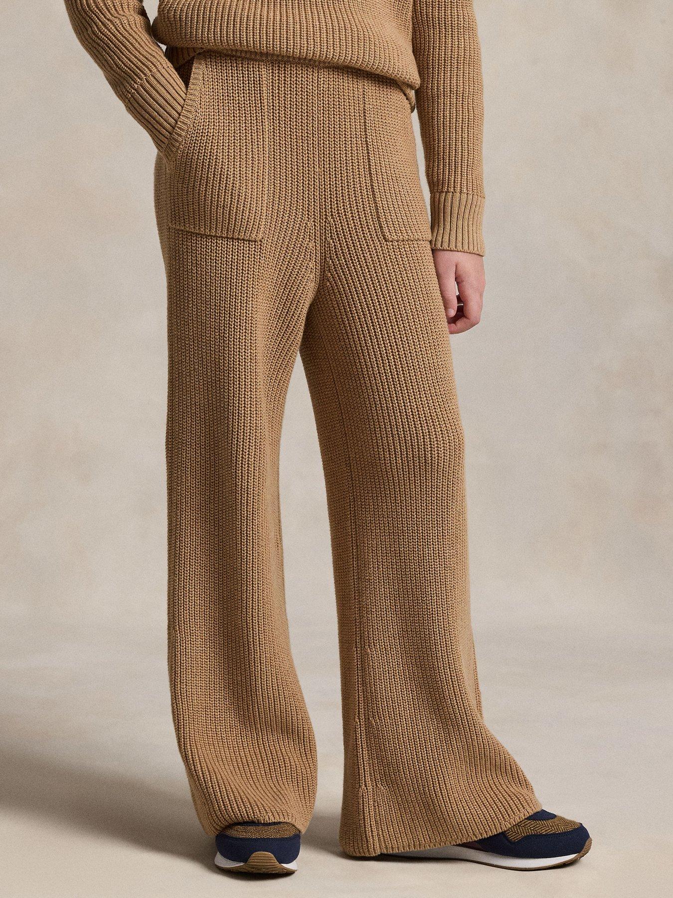 undefined Girls Wide Leg Trousers - Light Brown