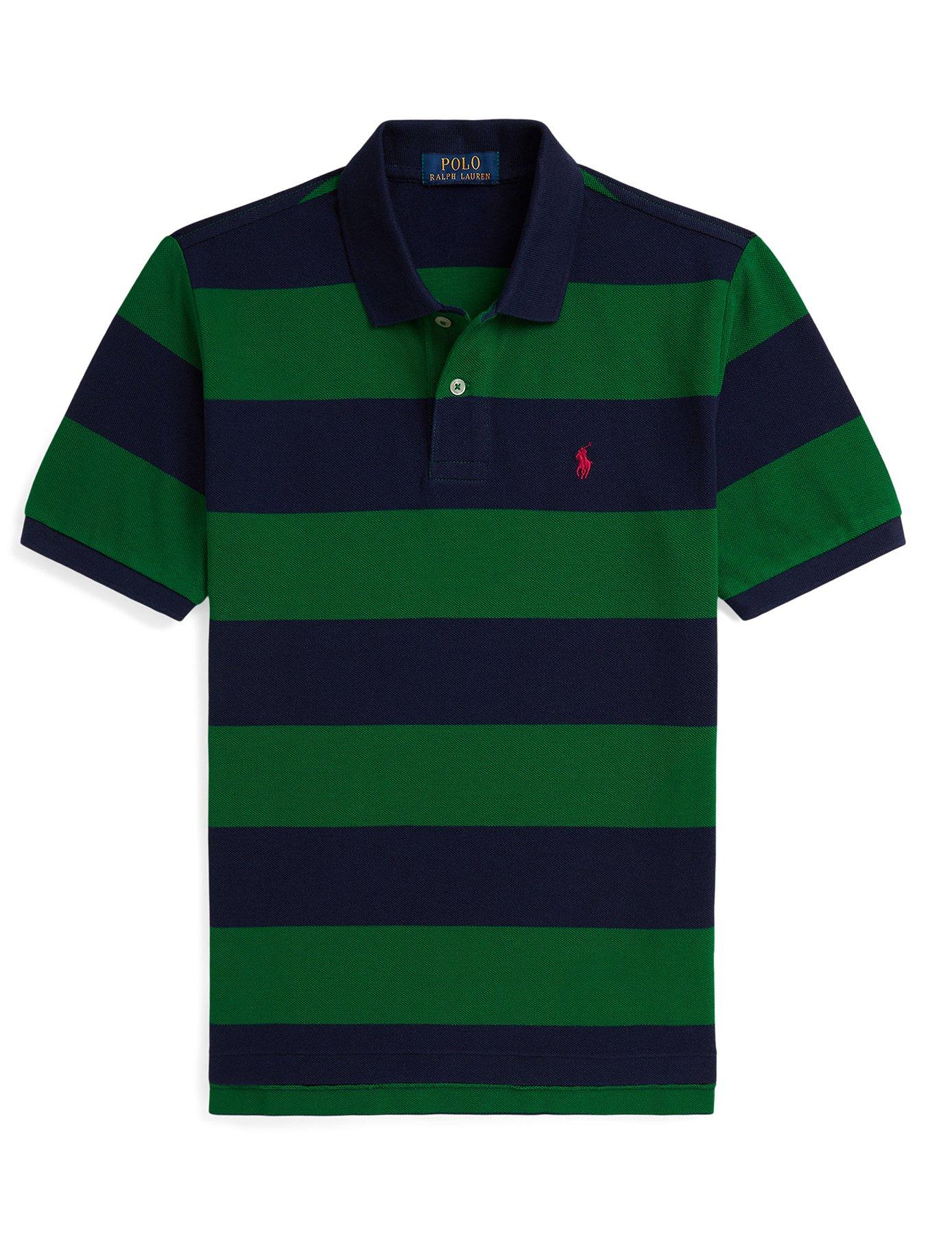 undefined Boys Short Sleeve Stripe Shirt - Green/Navy