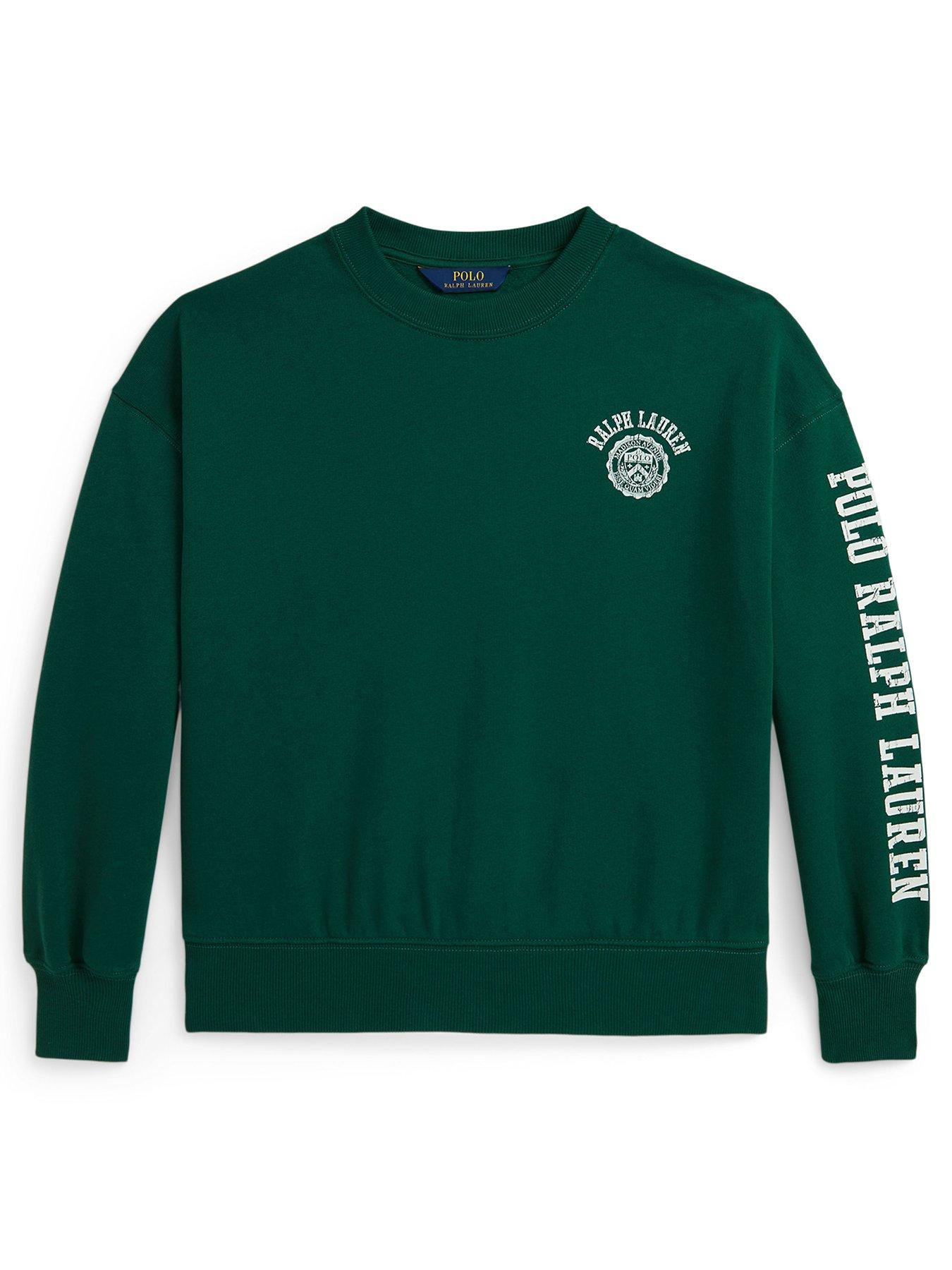 front image of polo-ralph-lauren-girls-varsity-sweatshirt-green