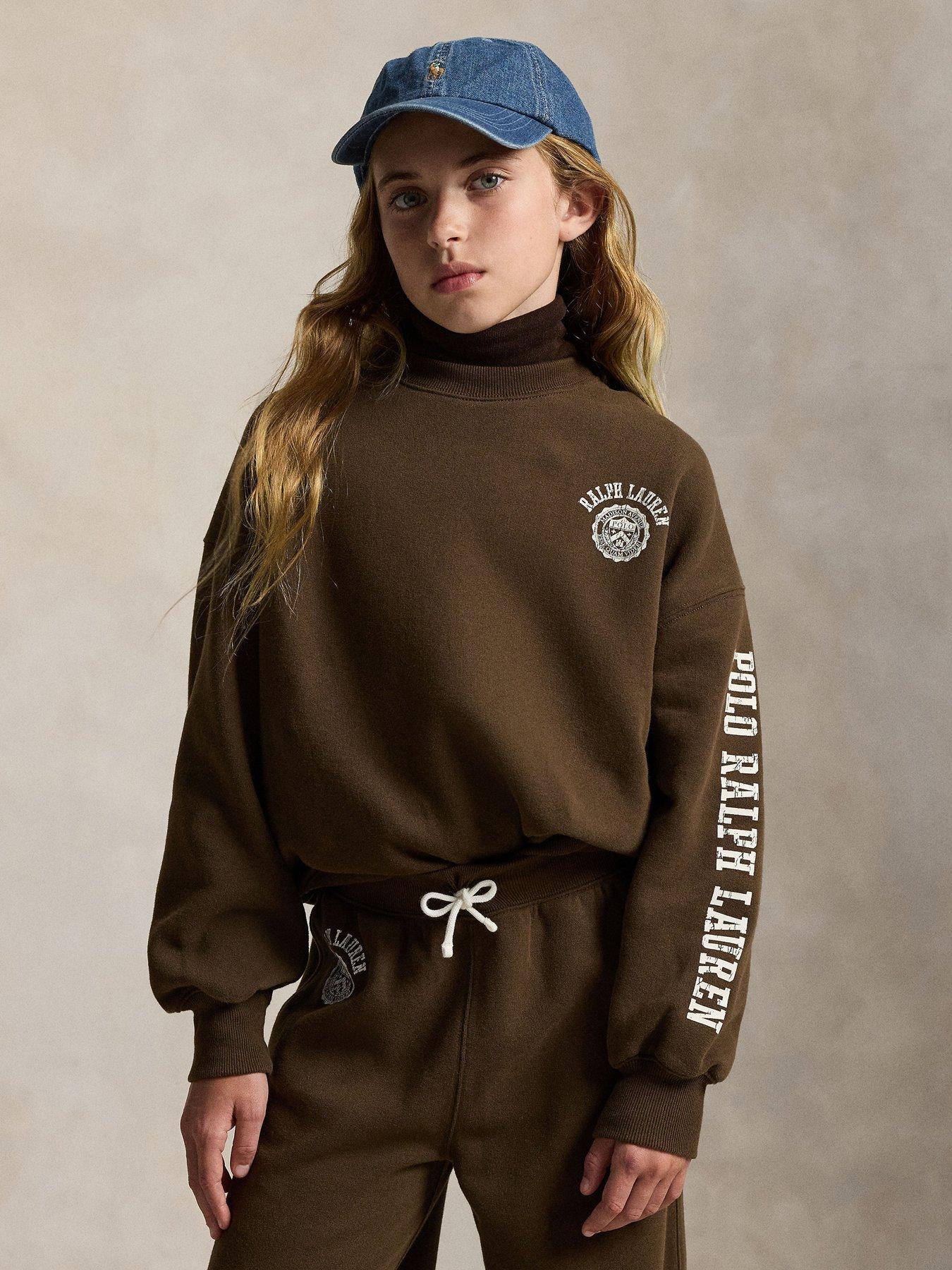  image of polo-ralph-lauren-girls-varsity-sweatshirt-brown