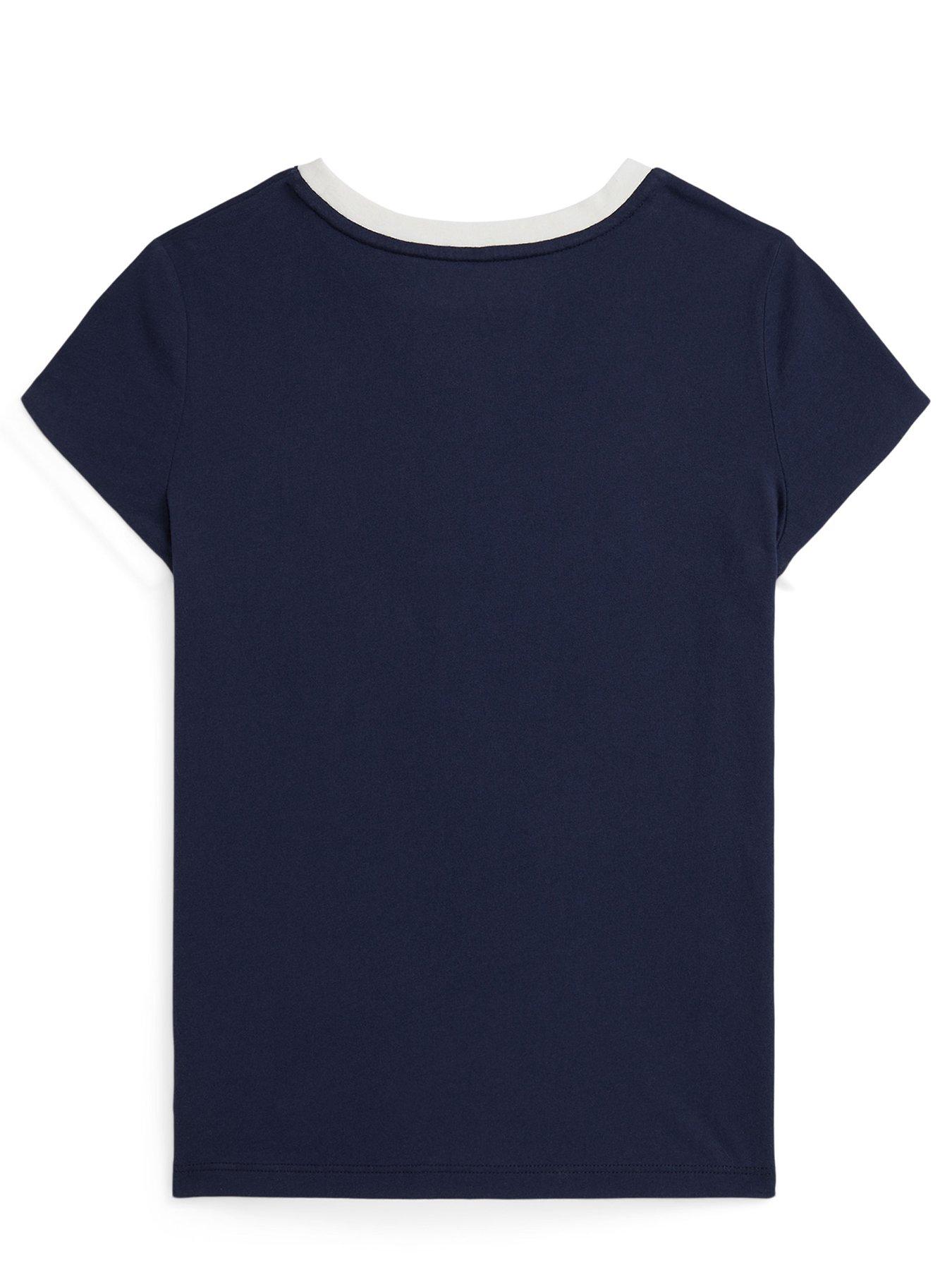 Image 2 of 2 of Polo Ralph Lauren Girls Short Sleeve Varsity T-Shirt - Navy
