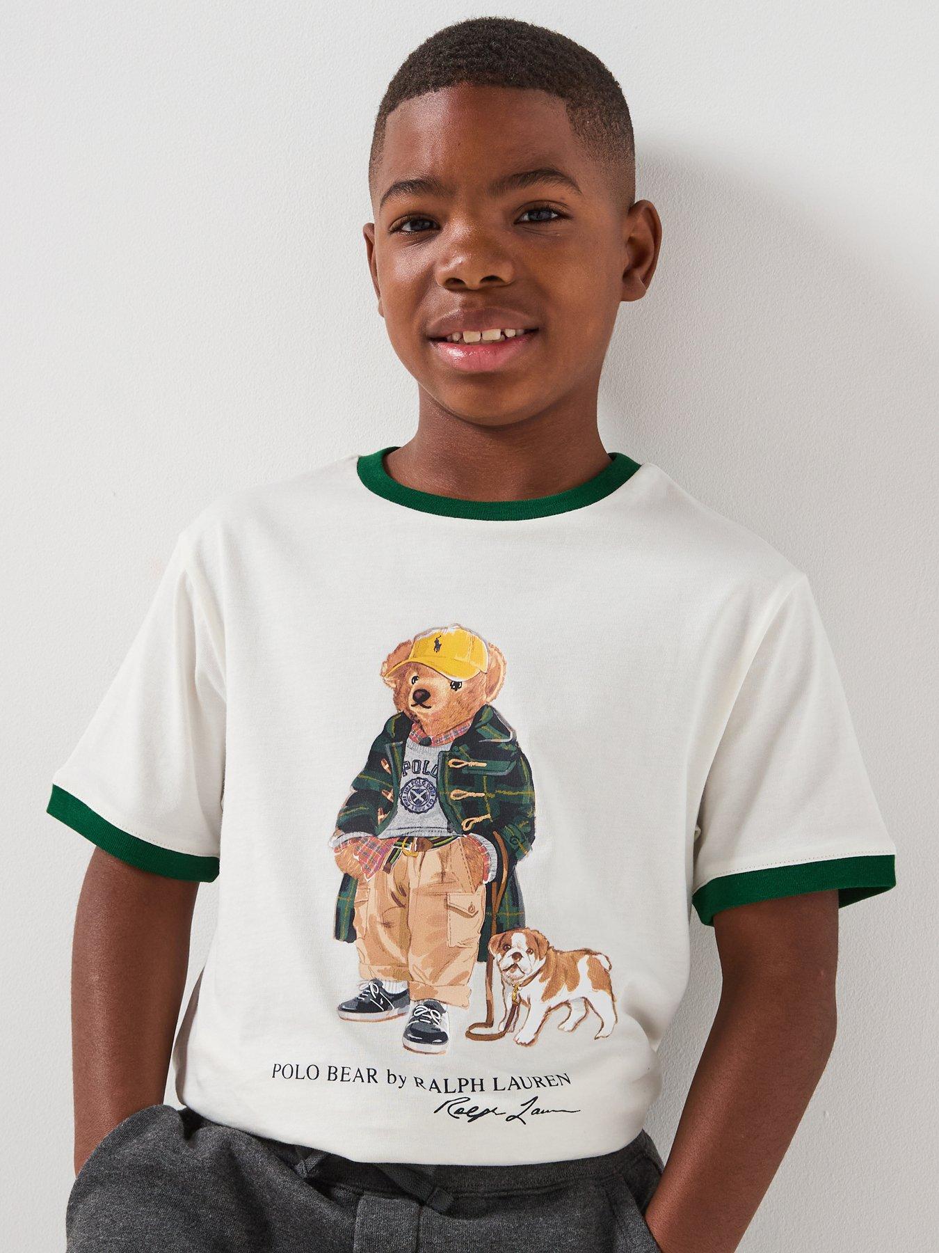 Image 1 of 6 of Polo Ralph Lauren Boys Short Sleeve Bear T- Shirt - Off White