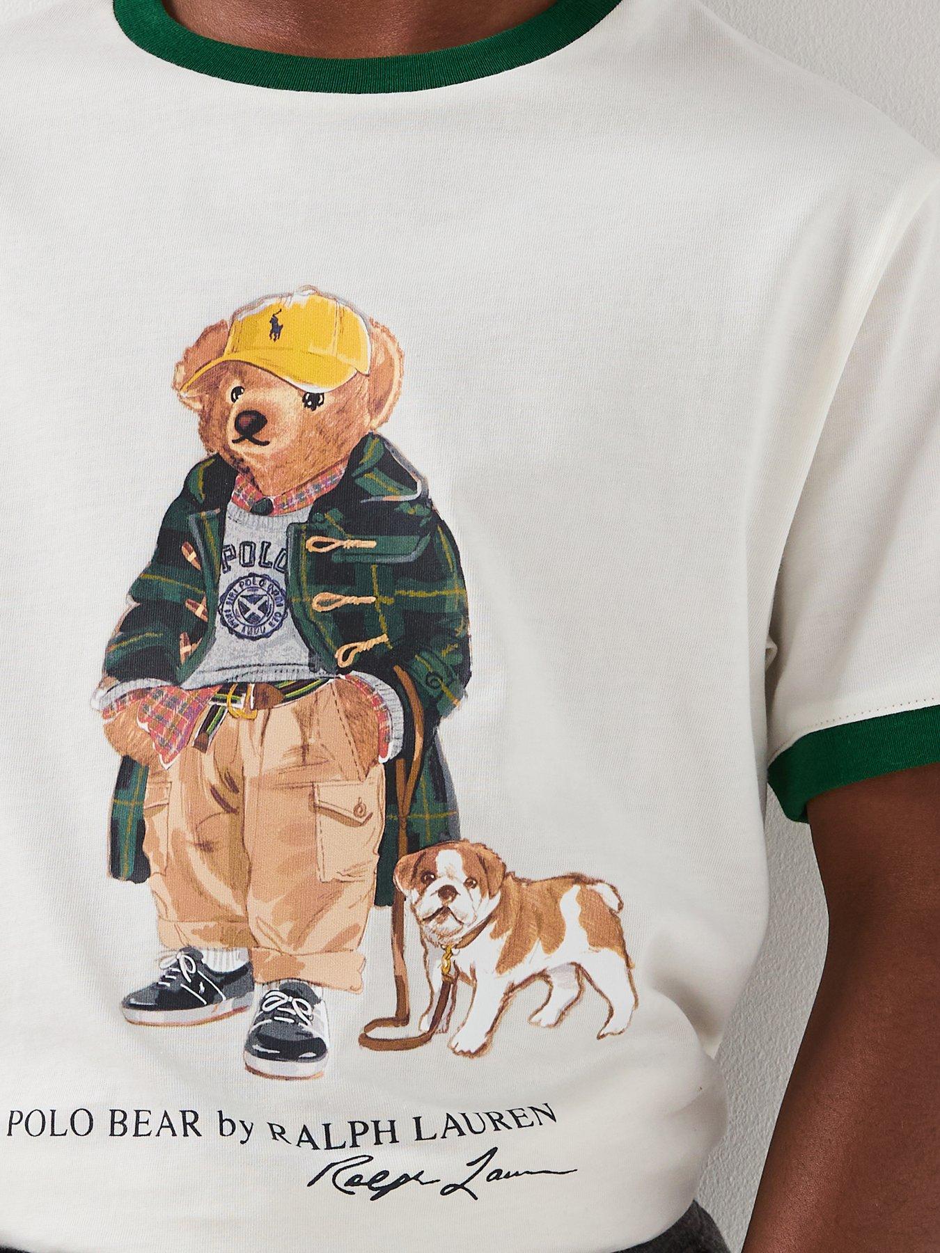 Image 4 of 6 of Polo Ralph Lauren Boys Short Sleeve Bear T- Shirt - Off White