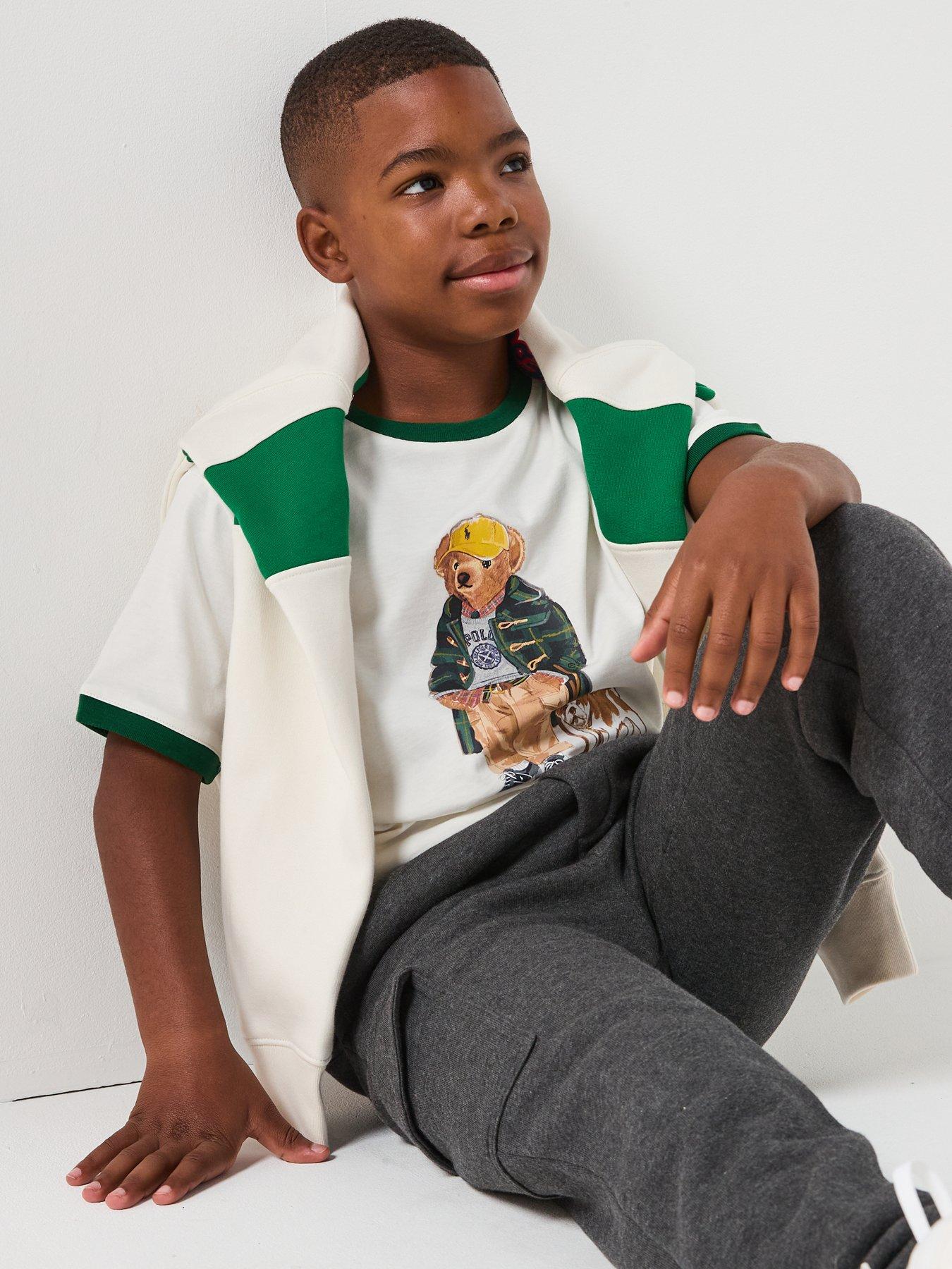 Image 5 of 6 of Polo Ralph Lauren Boys Short Sleeve Bear T- Shirt - Off White