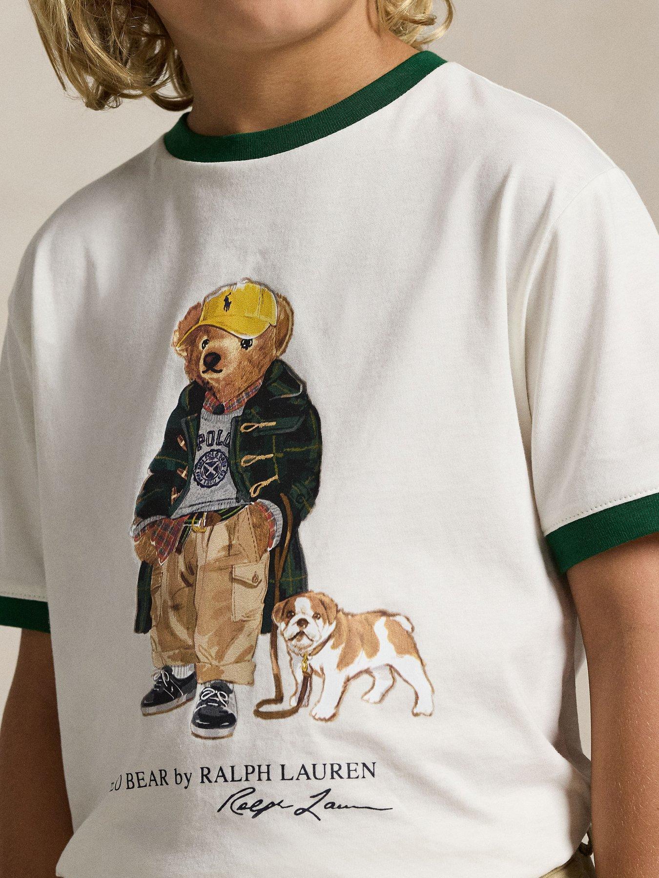 Image 5 of 6 of Polo Ralph Lauren Boys Short Sleeve Bear T- Shirt - Off White