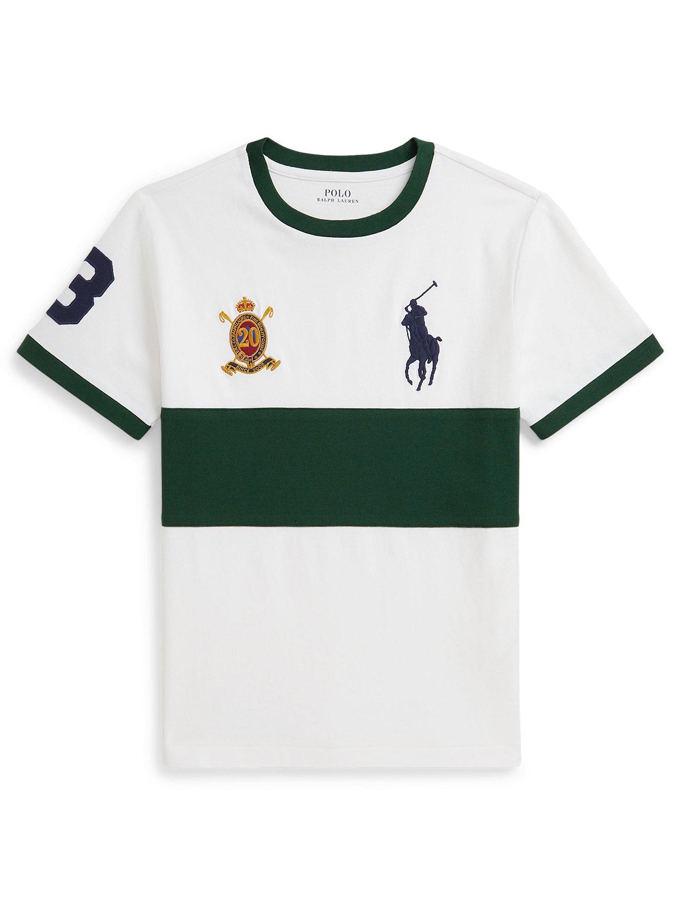 undefined Boys Chest Stripe Short Sleeve T-shirt - White/multi