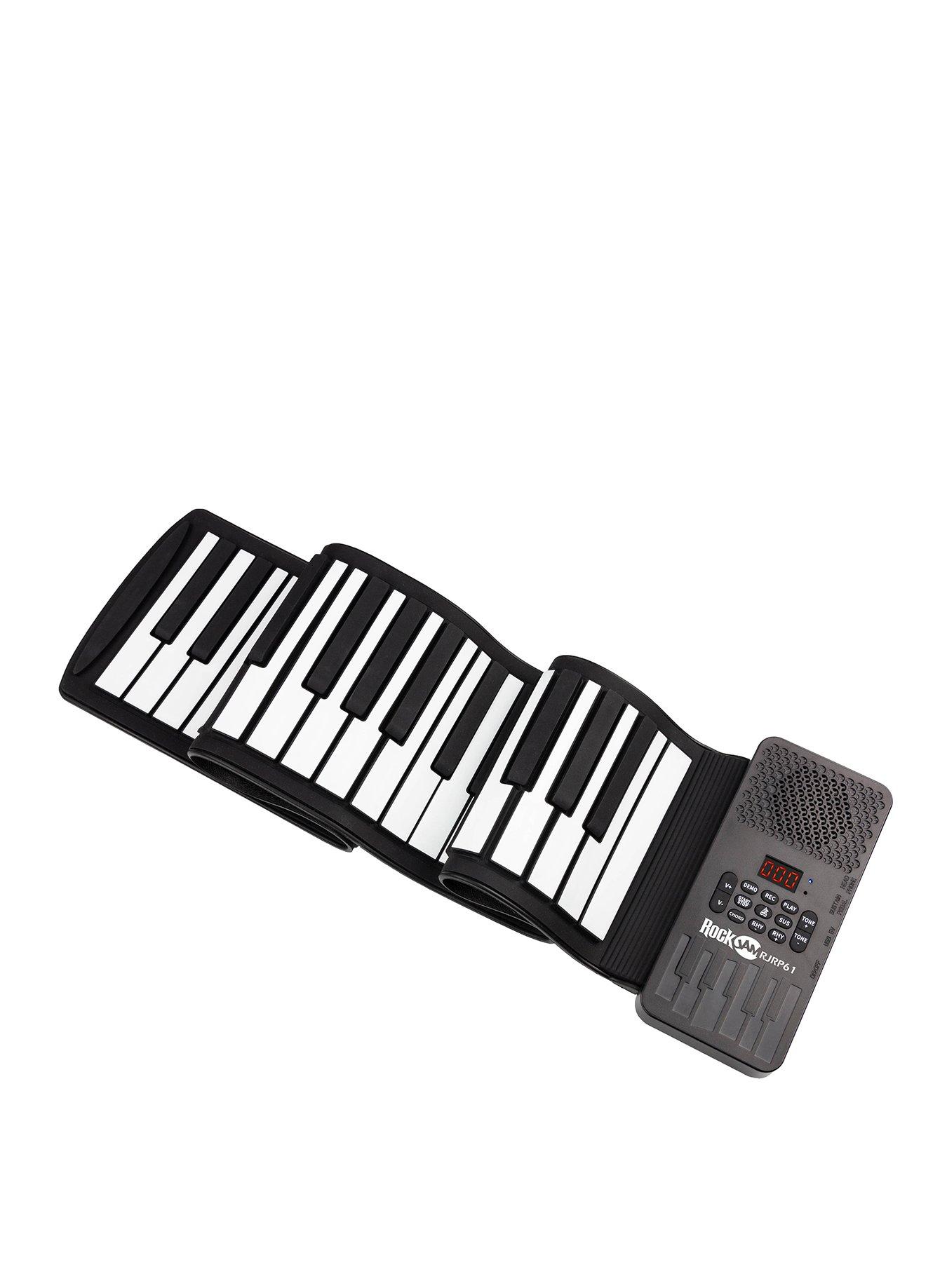 RockJam 61 Key Roll Up Piano, Portable  &  Rechargeable Flexible Keyboard with Built-In Speakers, 128 Tones, and Demo Songs