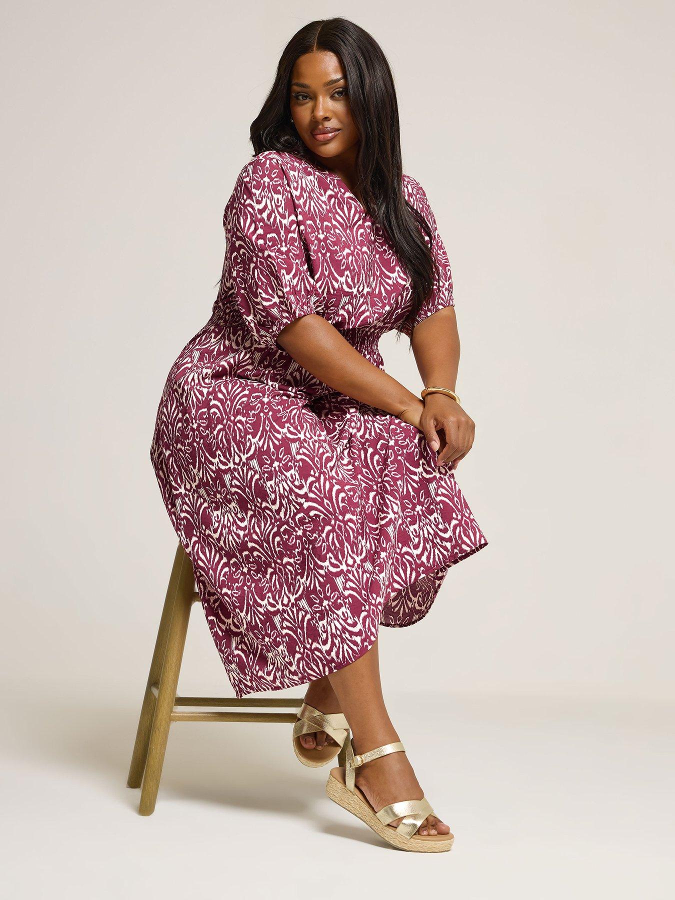 Image 3 of 5 of Yours Curve Notch Neck Midaxi Dress