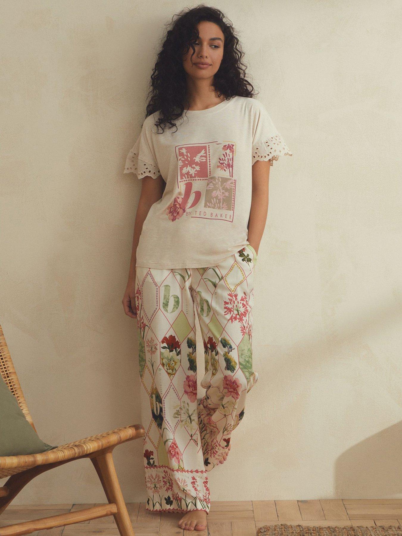 B By Ted Baker Wall Tee And Wide Leg Pyjama Set - Cream