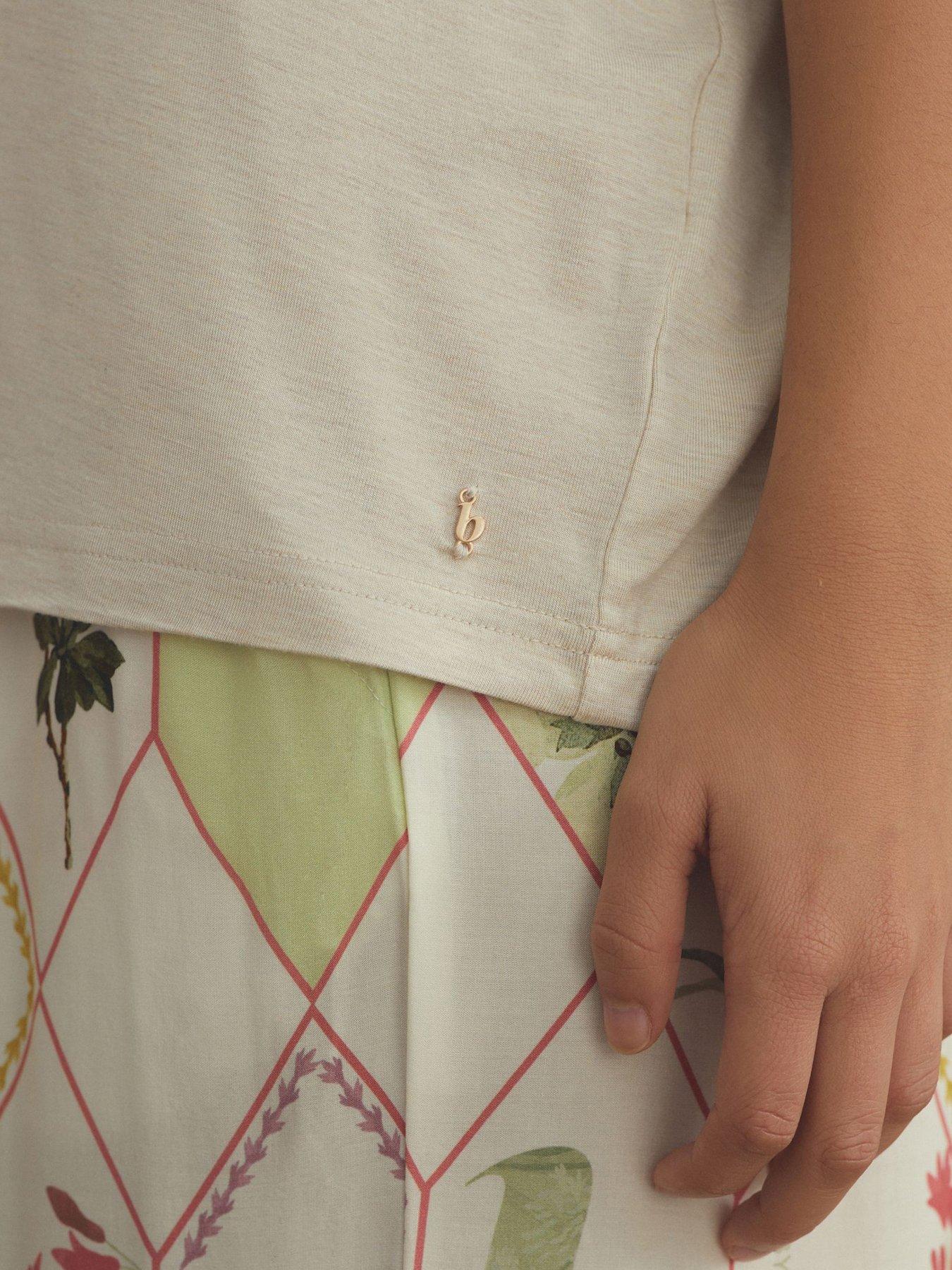  image of b-by-ted-baker-wall-tee-and-wide-leg-pyjama-set-cream