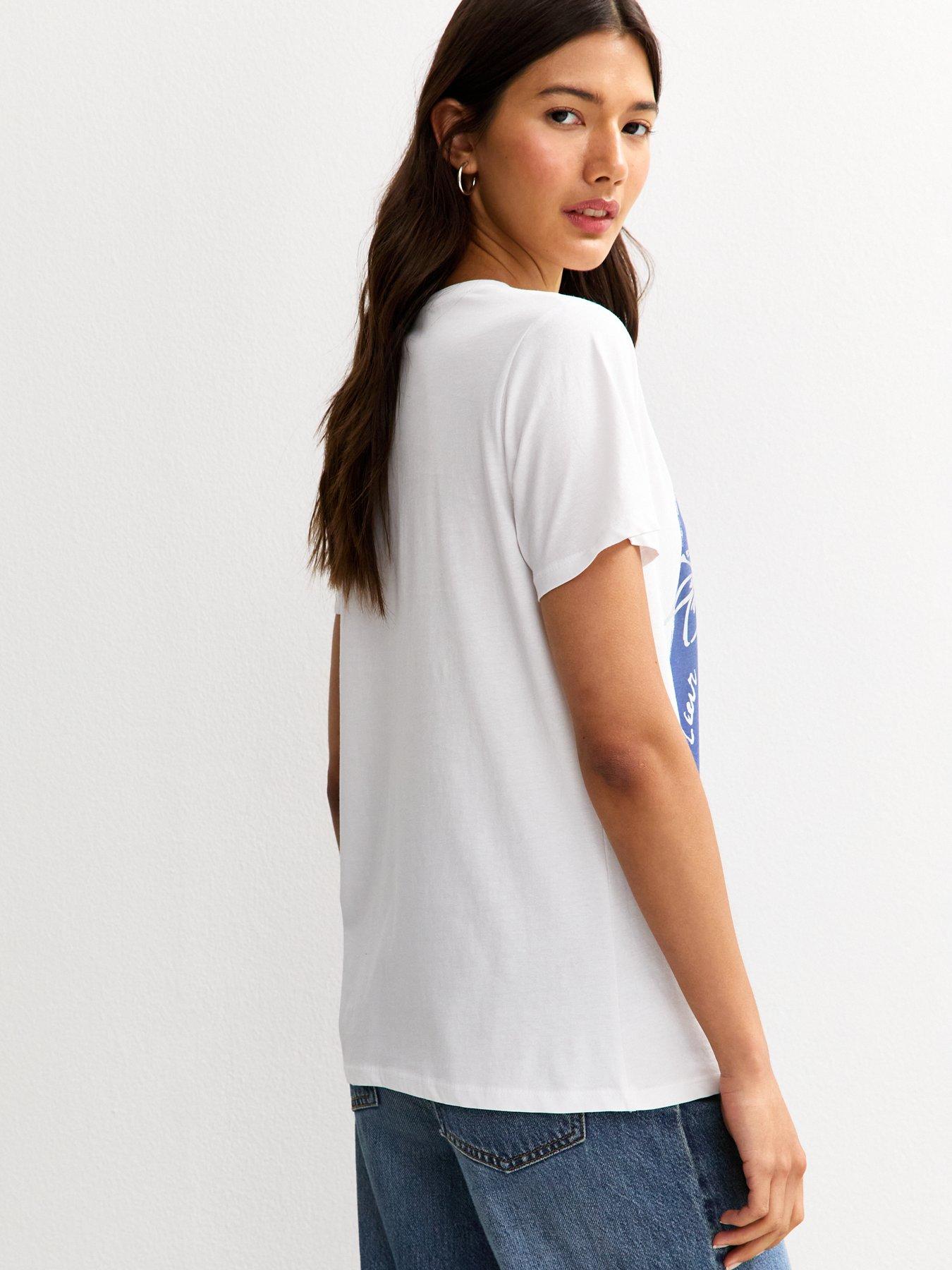 stillFront image of new-look-foiled-flower-print-t-shirt-white