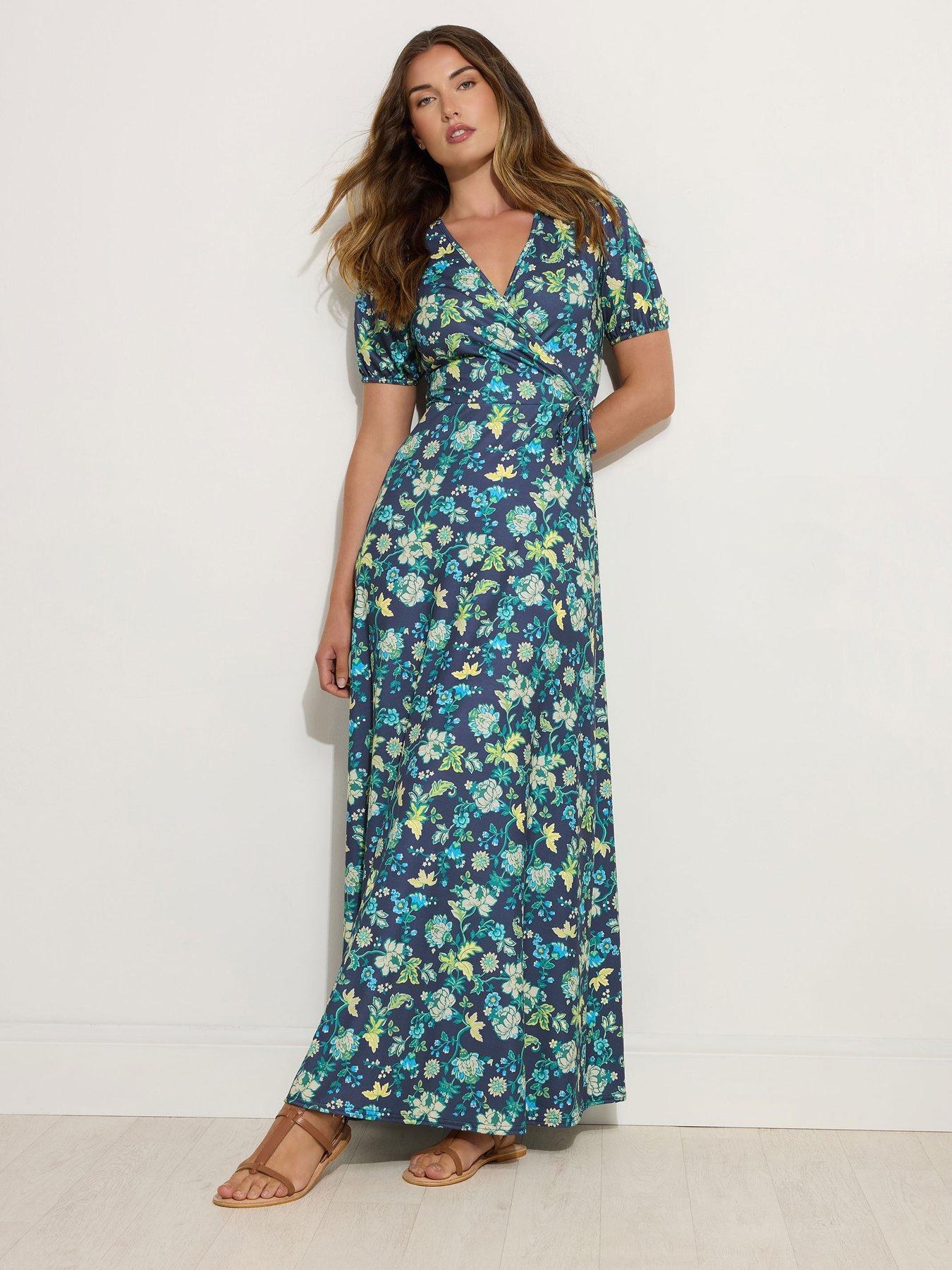 undefined Floral Wrap Maxi Dress - Blue