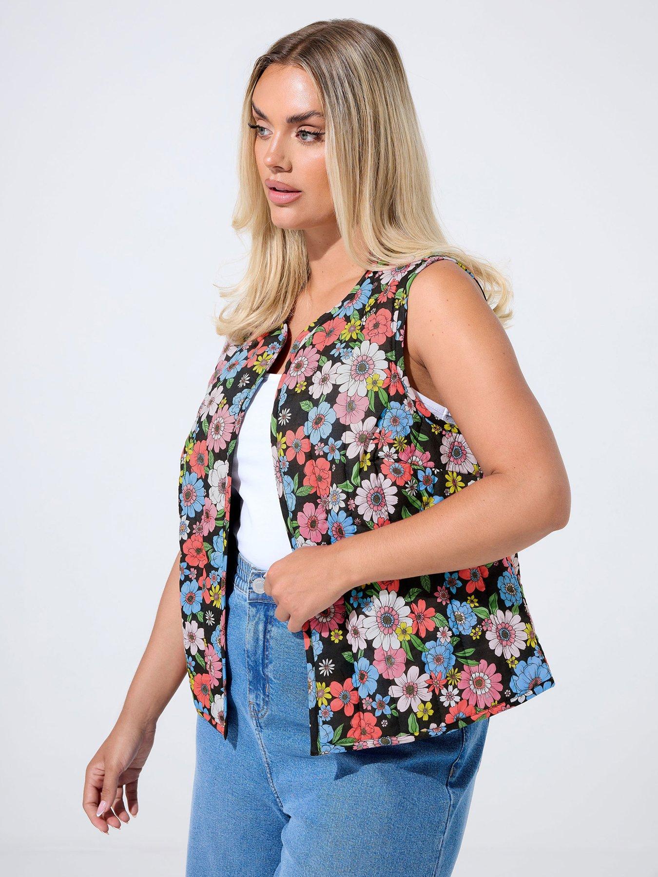 undefined Curve Floral Waist Coat - Black