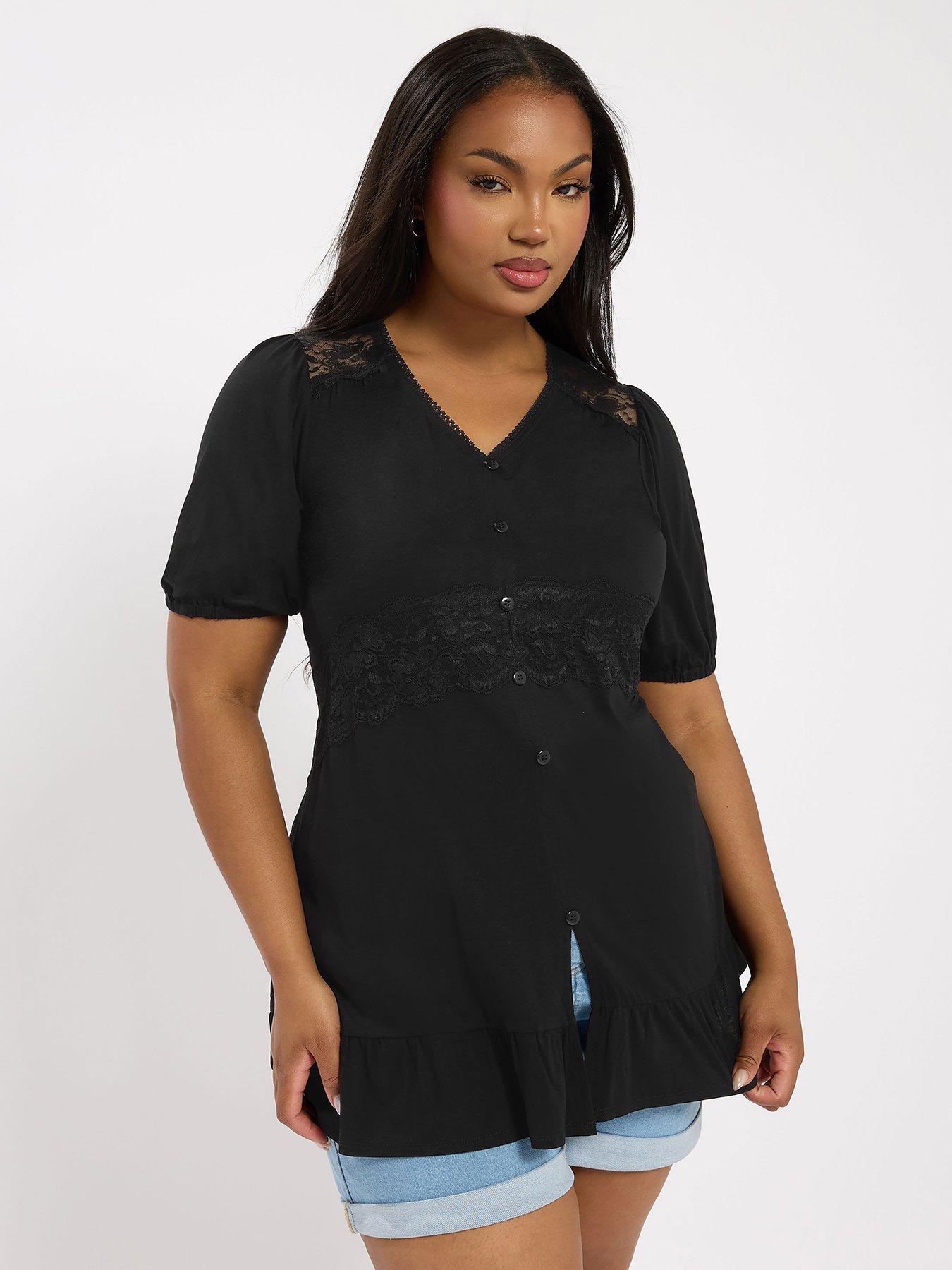 undefined Curve Romantic Frill Top - Black