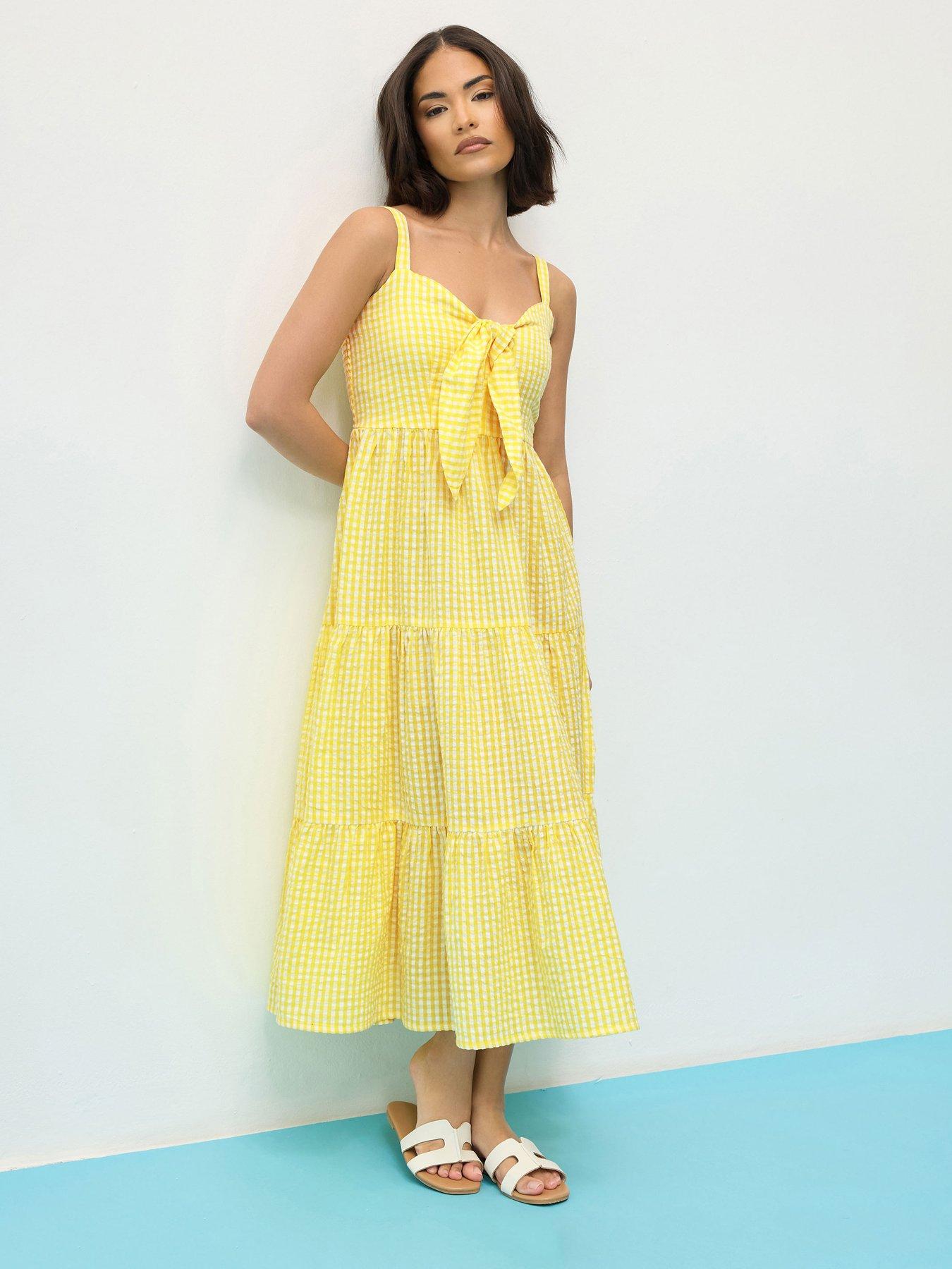 undefined Petite Tie Front Maxi Dress - Yellow