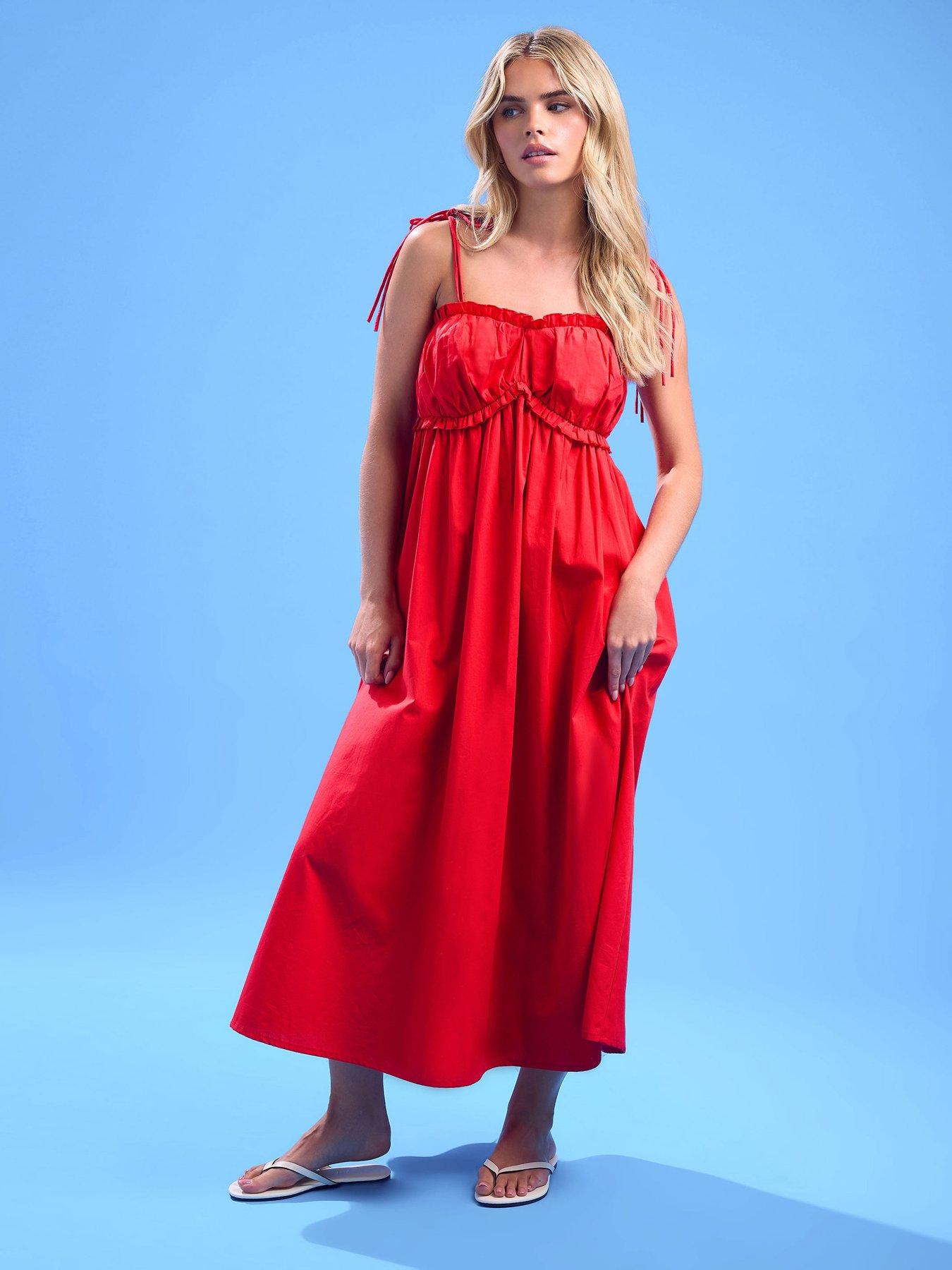 undefined Petite Frill Tie Strappy Poplin Dress