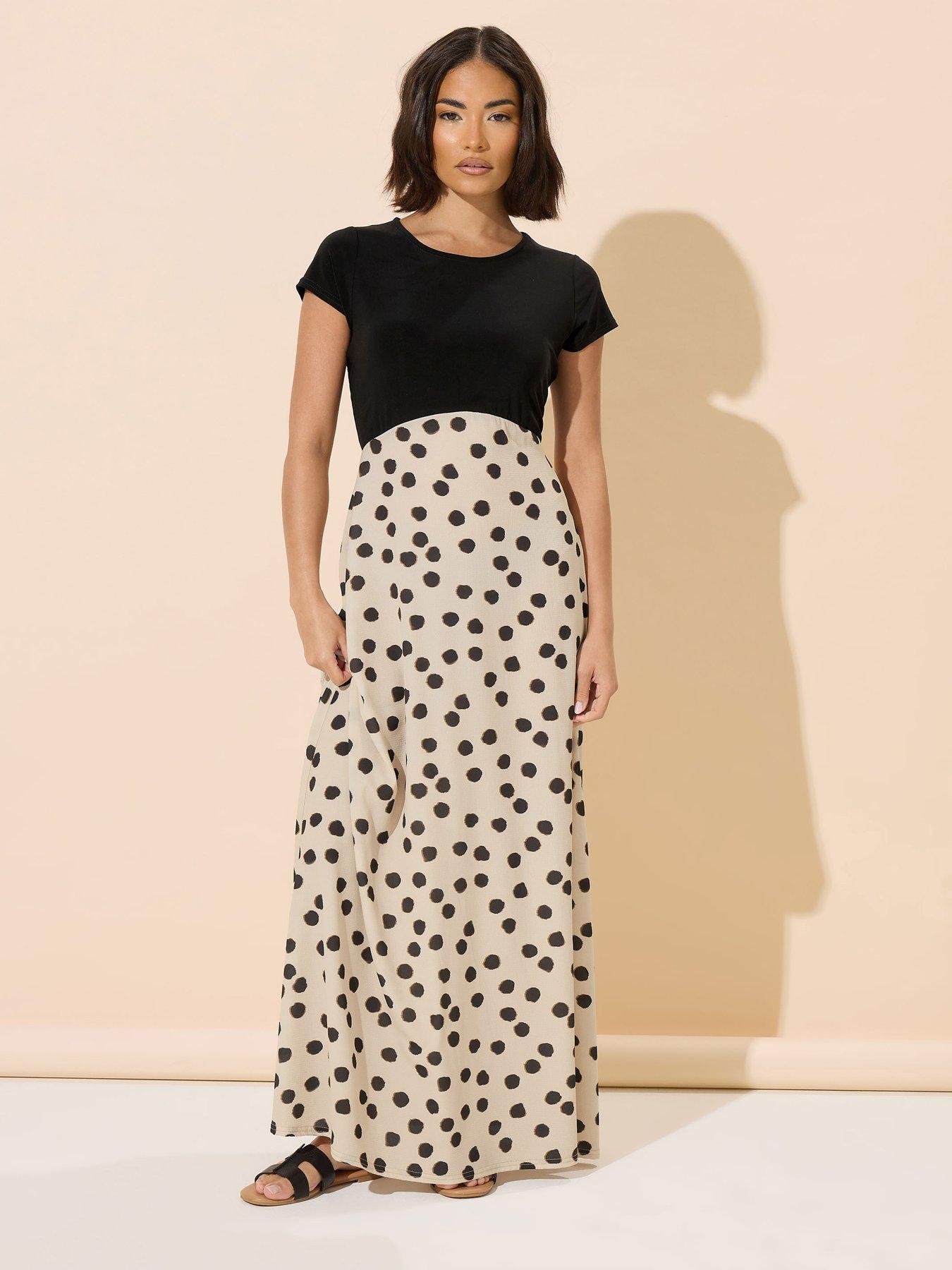 undefined Petite Spot Mix Maxi Dress - Black