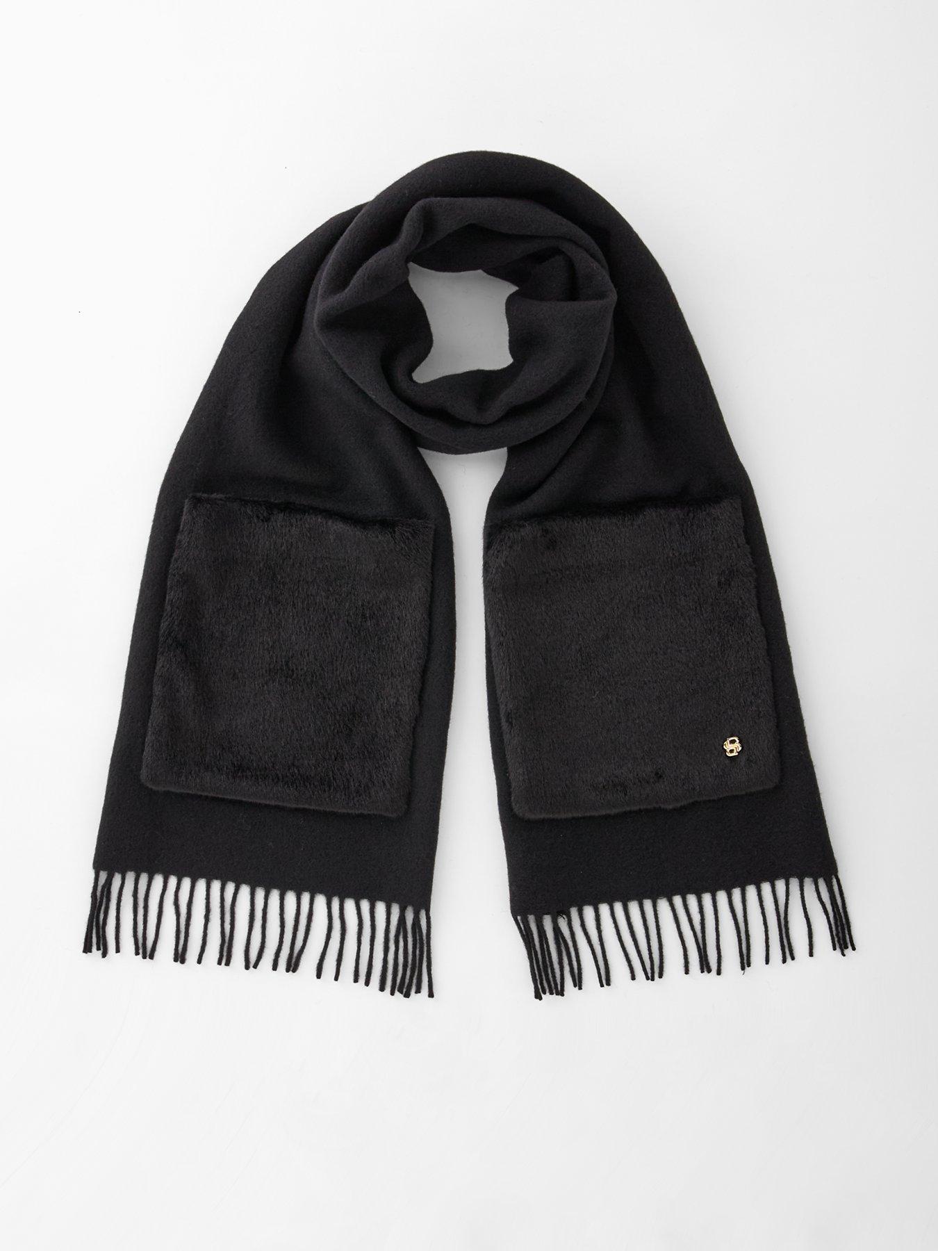  image of boss-grayce-knitted-scarf-black