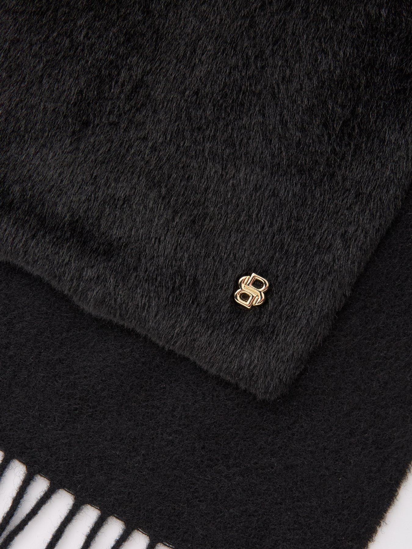  image of boss-grayce-knitted-scarf-black