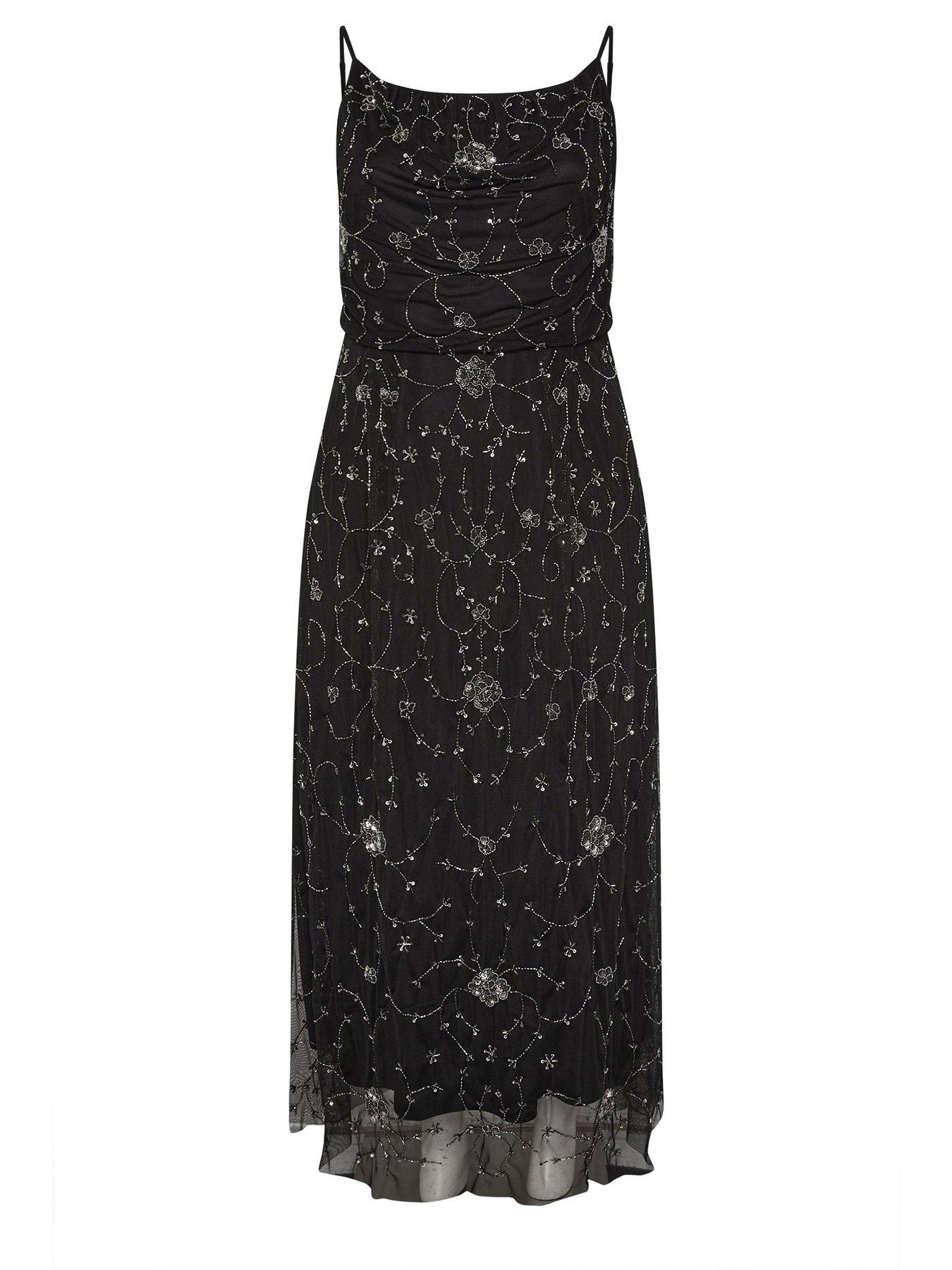 Image 6 of 6 of Yours Curve Embellished Floral Maxi Dress - Black