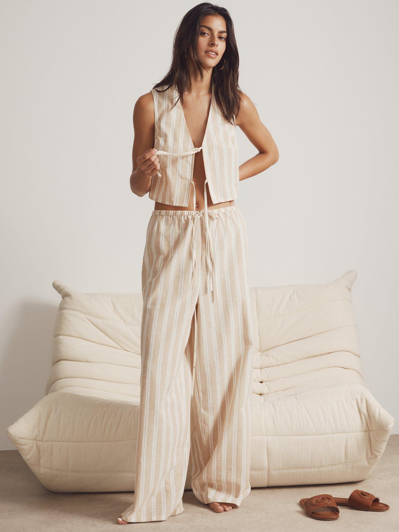 new-look-cream-stripe-print-wide-leg-trousers