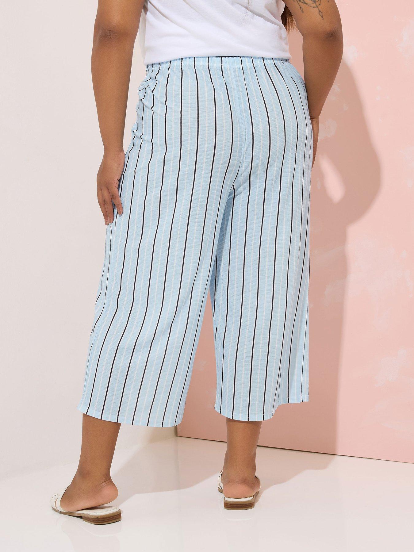 Image 2 of 4 of Yours Curve Stripe Culottes - Blue