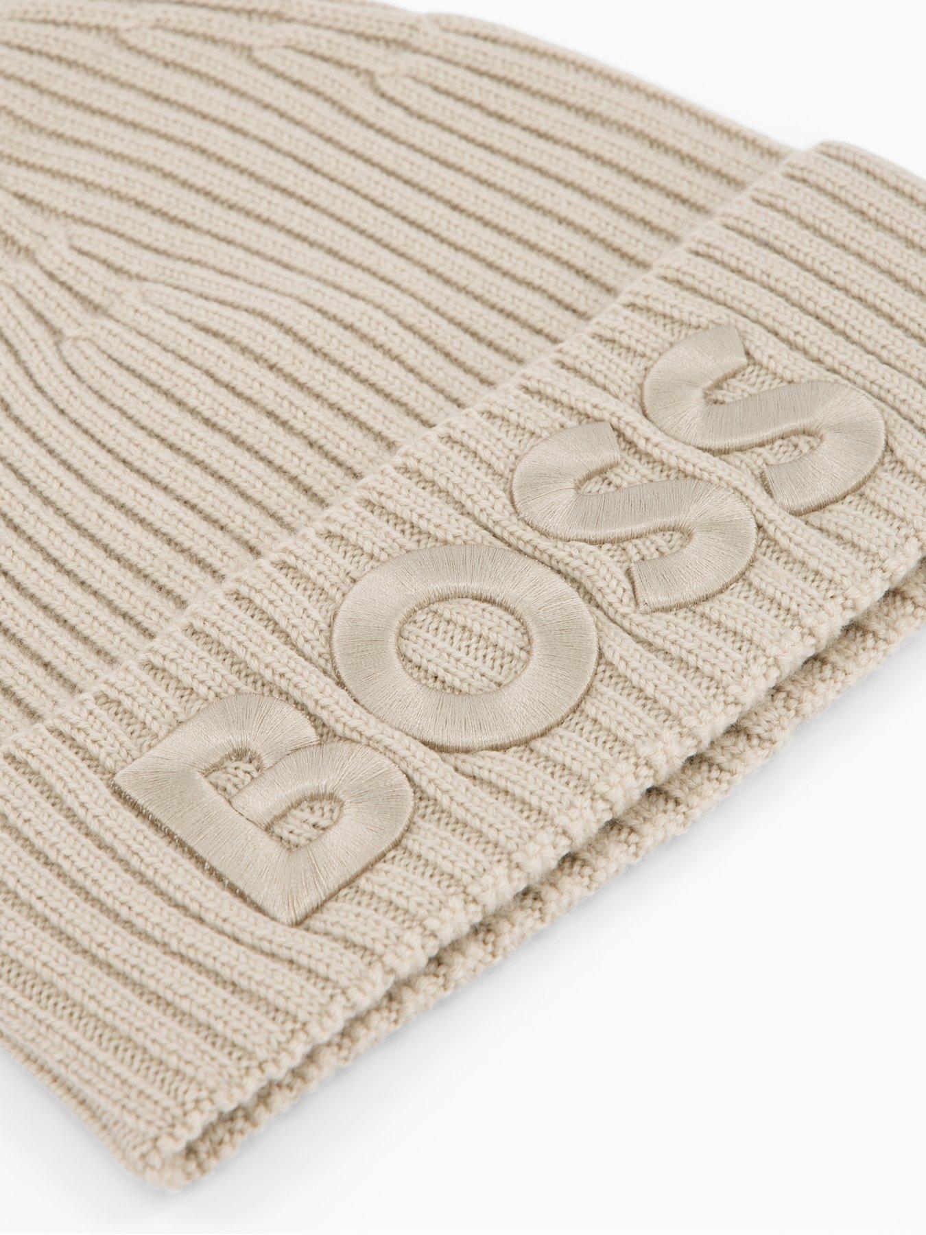 Image 3 of 4 of BOSS Lara Knitted Beanie - Light Beige