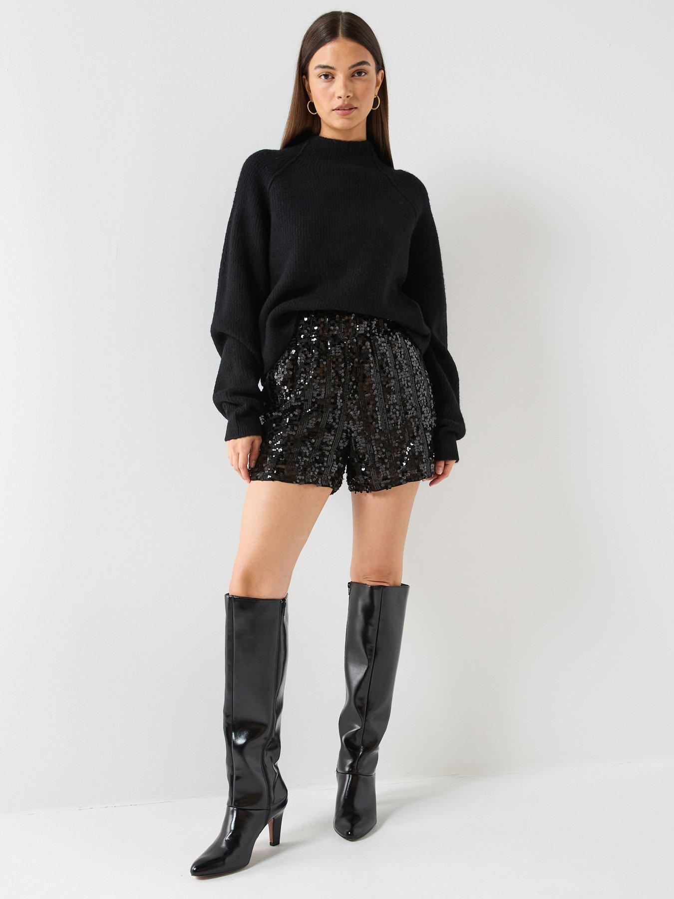  image of vero-moda-mefa-high-waist-wide-shorts-black