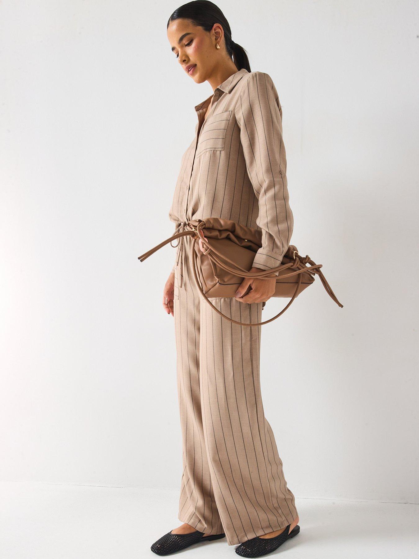 Image 3 of 6 of Vero Moda Odette Wide Leg Trouser - Beige