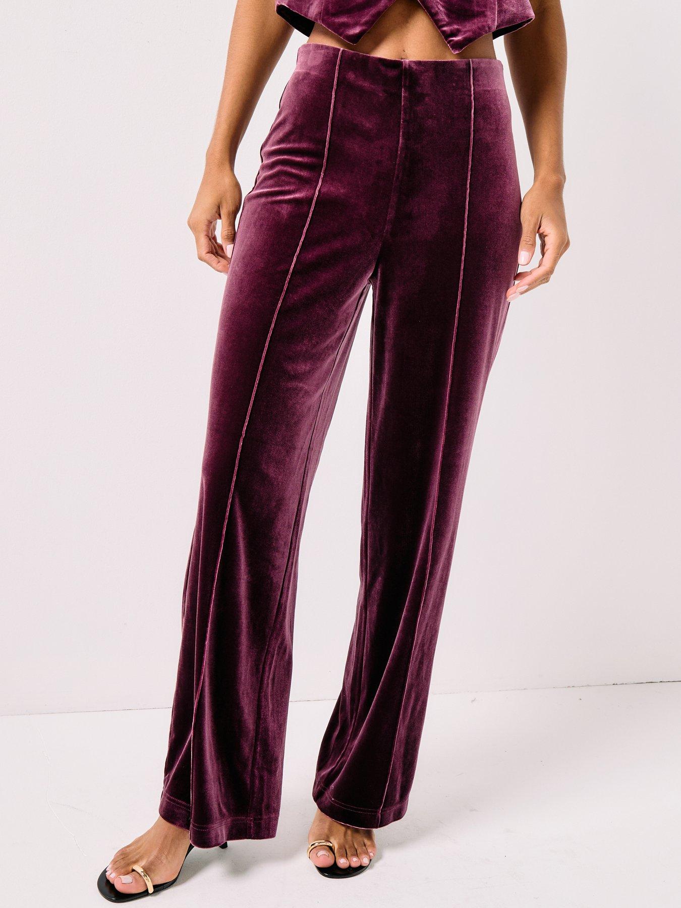 Vero Moda Wide Leg Velvet Trousers - Red