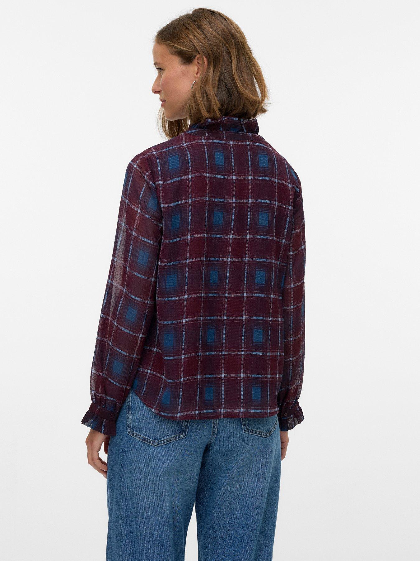  image of vero-moda-emilie-long-sleeve-check-top