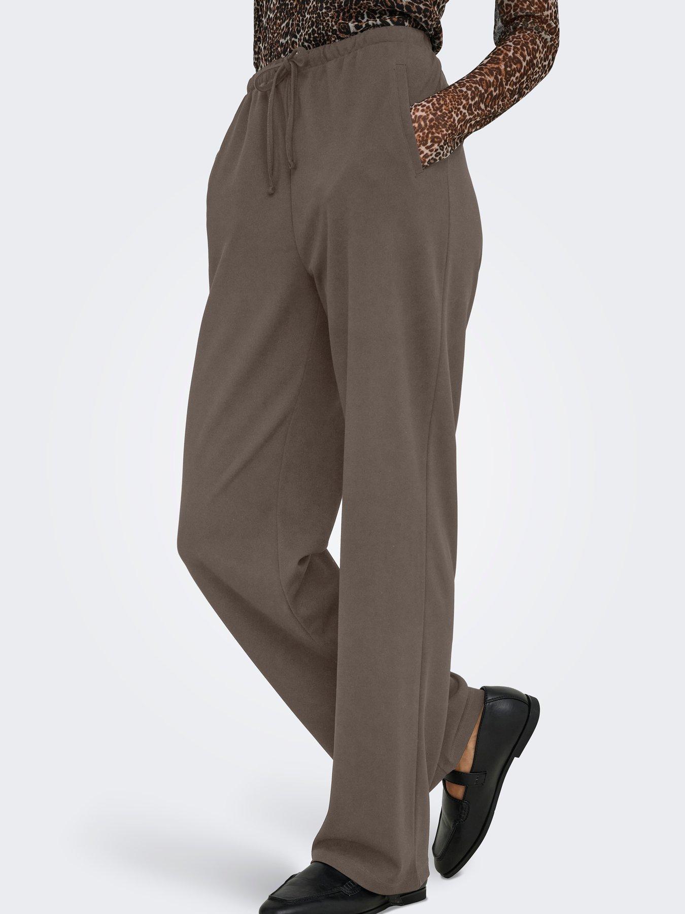 Image 1 of 3 of JDY Louisville Life String Tie Wide Leg Jersey Pant - Brown